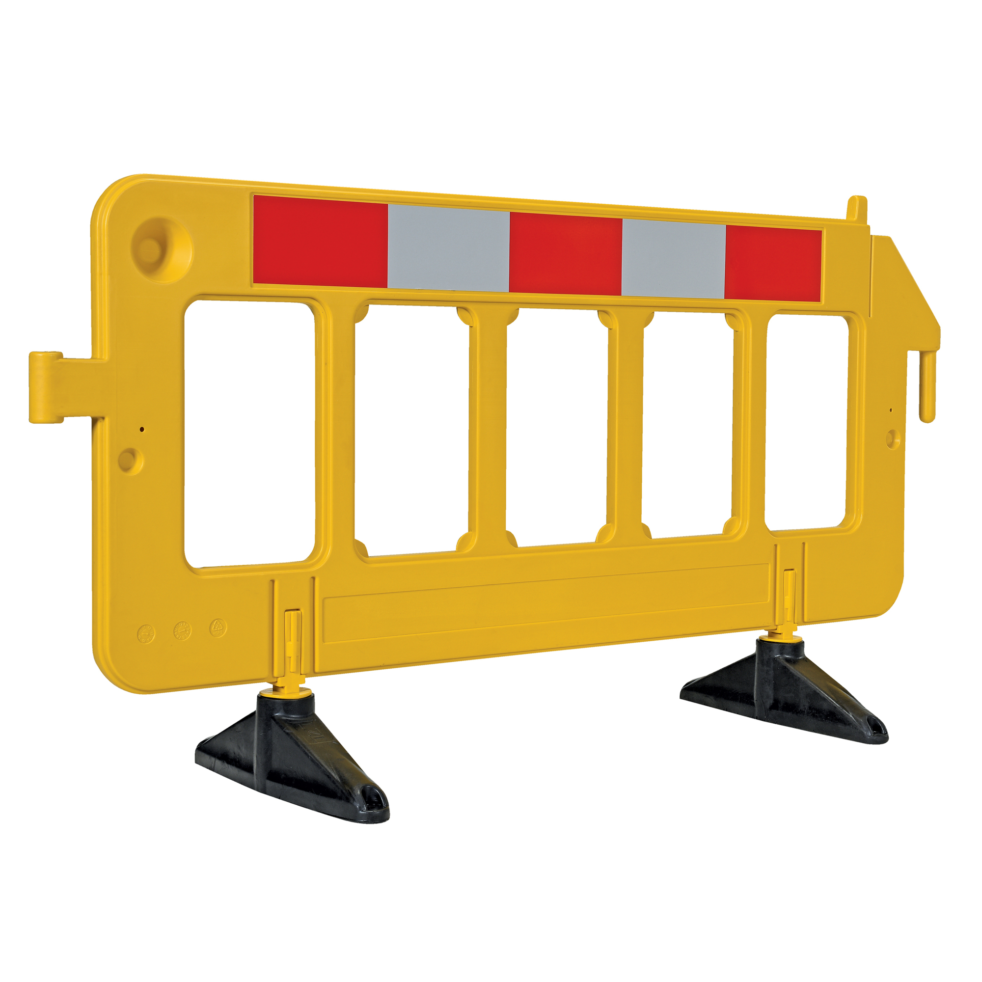 Vestil Plastic Poly Barrier - 23in. x 79in. x 40in., High-Density Polyethylene, Yellow, Reflective Tape, Model# PBAR-72-Y