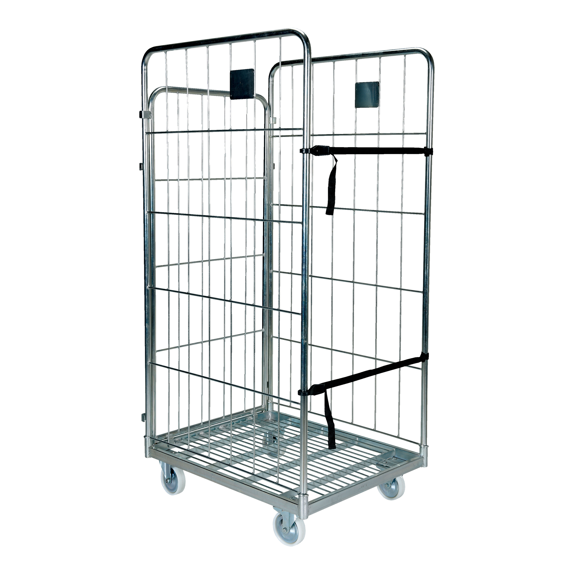 Vestil Galvanized Steel Foldable/Nestable Roller Container - 69.7in. Height, 28.25in. Width, Gray, Model# ROL-80