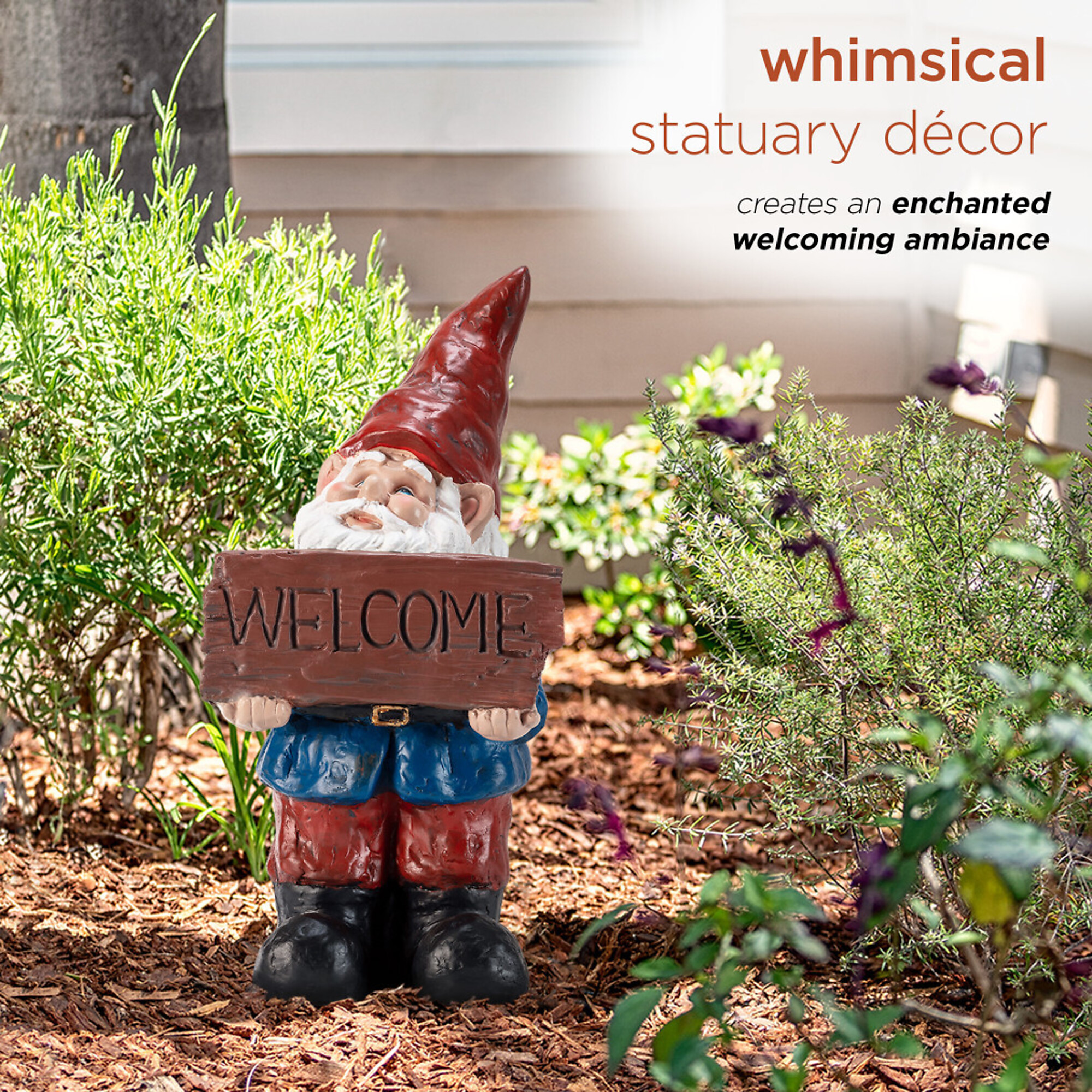 Alpine Corporation, Welcome Sign Gnome Statue, Model# GXT940