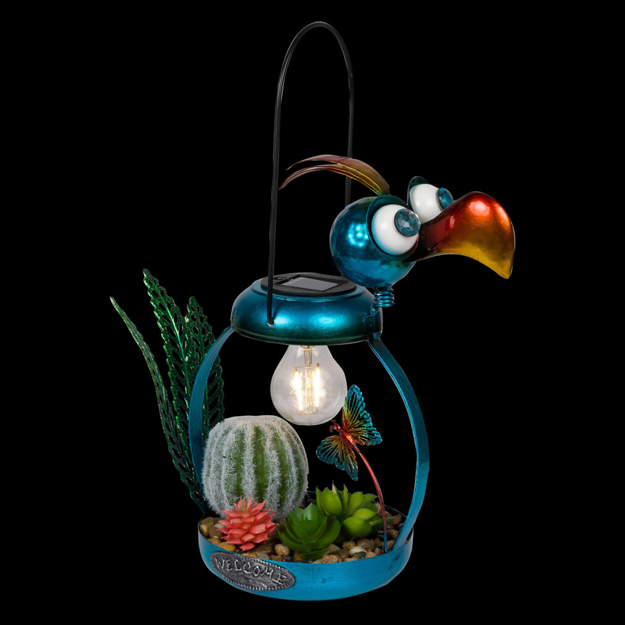 Alpine Corporation, Metal Flamingo w/ Garden Enclosed LED Decor,Solar ...