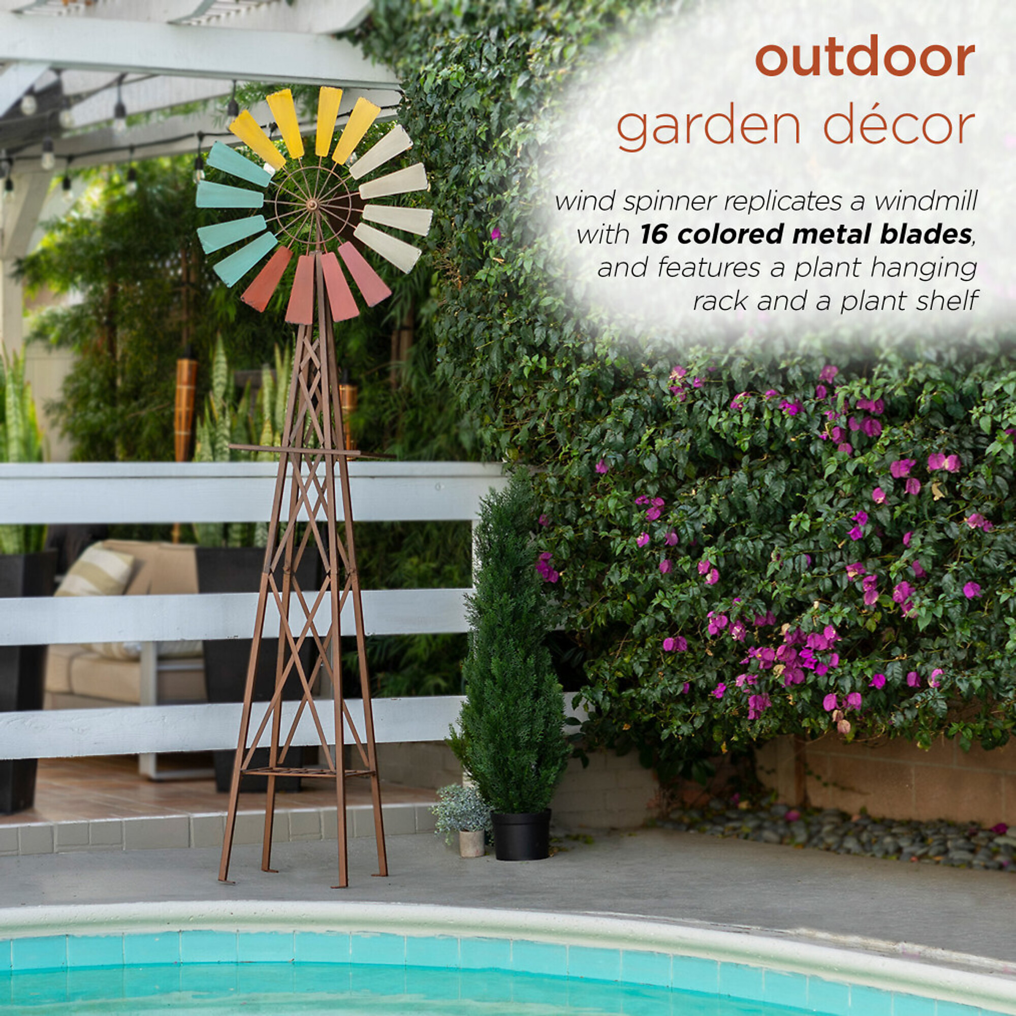 Multicolor Windmill Alpine Corporation, Metal Garden Windmill,Multicolor, Model# KIY184 ...