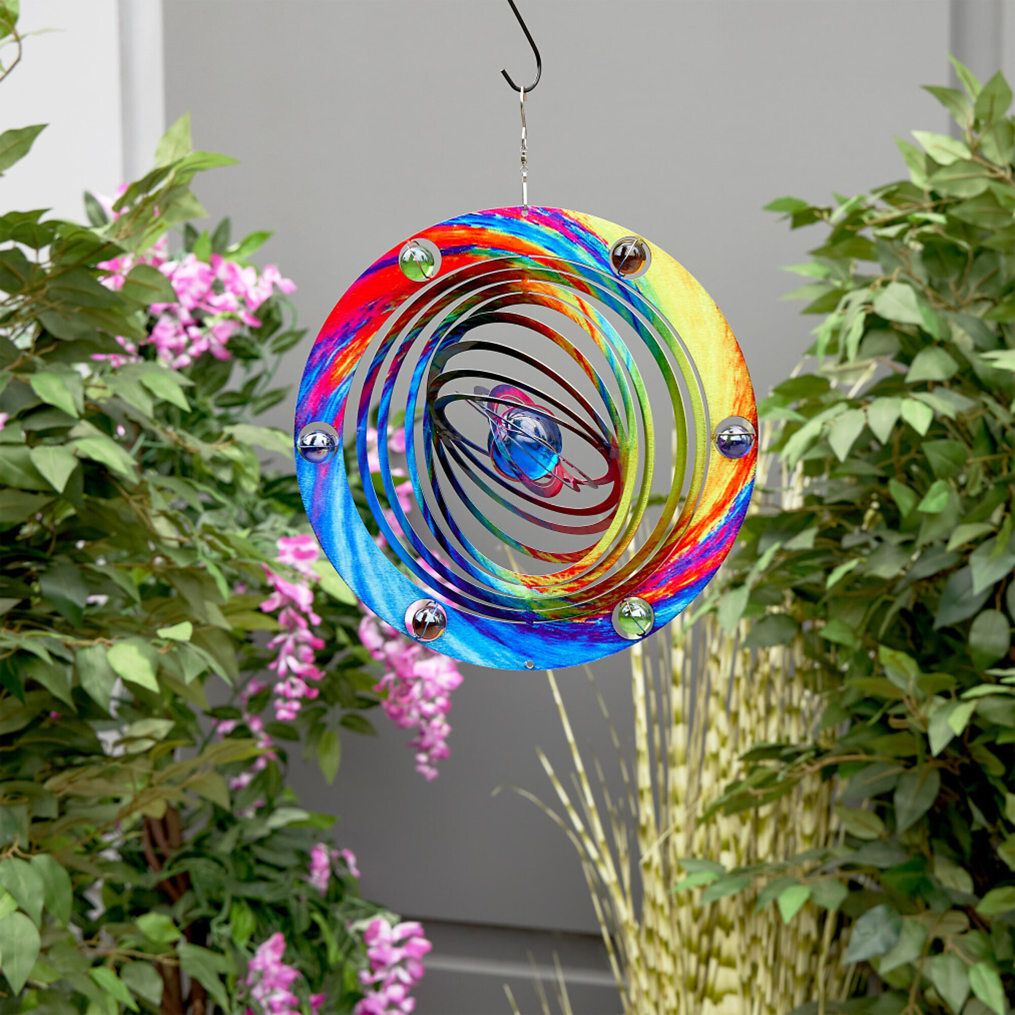 Planetary Spinner Alpine Corporation, Hanging Planets Wind Spinner w/Glass Ball,Colorful ...