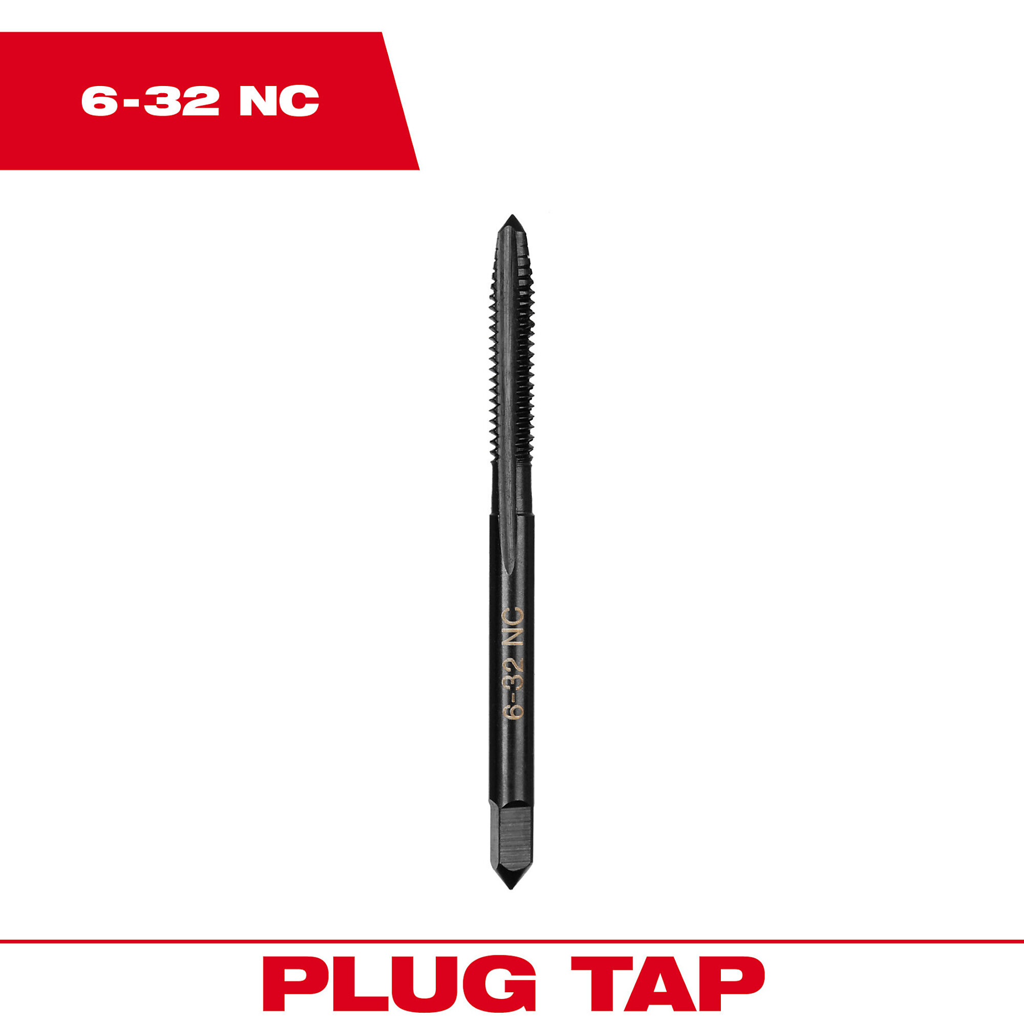 Milwaukee 6-32 NC Straight Flute Plug Tap, Model# 49-57-5115