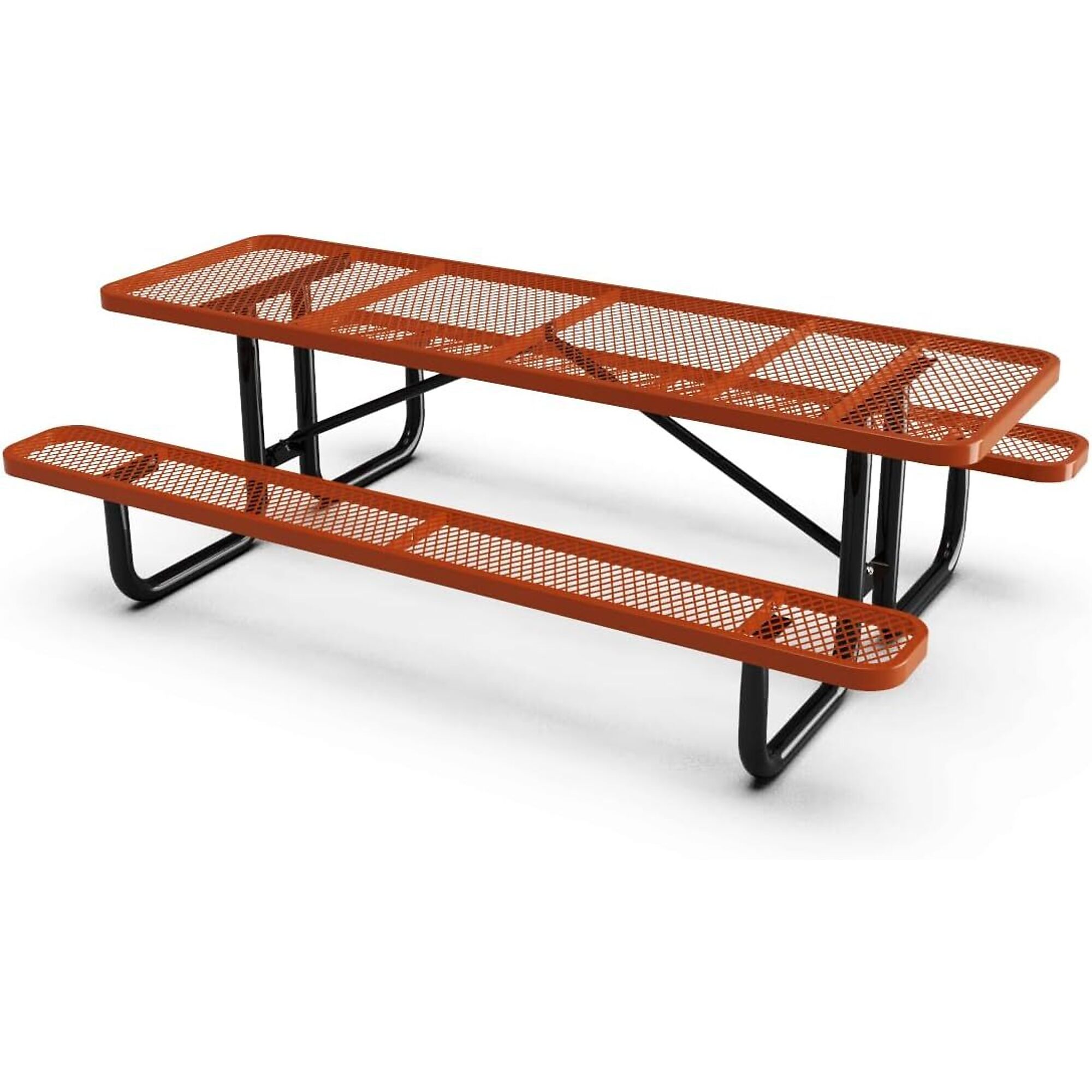Park Elements Commercial Picnic Table - 8ft., Rectangle, Thermoplastic Coated, Red, 1200-Lb. Capacity, Model# CD-96PT-RED