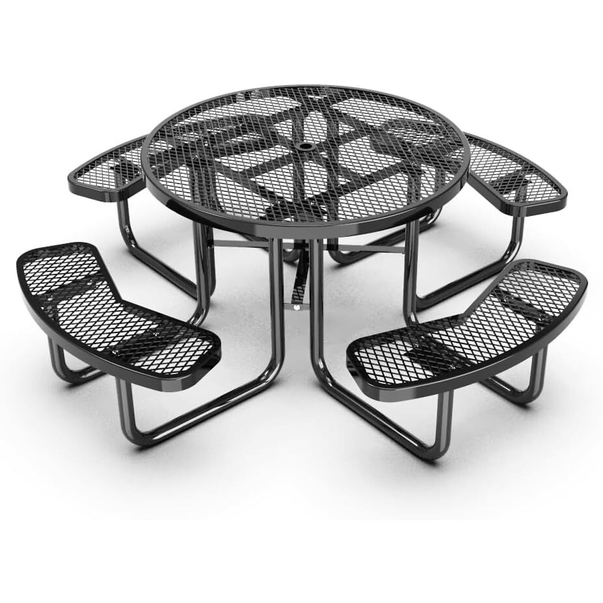 Park Elements Thermoplastic Coated Round Picnic Table - 46in. Diameter, Black, 30in. Height, 1200-Lb. Capacity, Model# CD-R46PT-BLK
