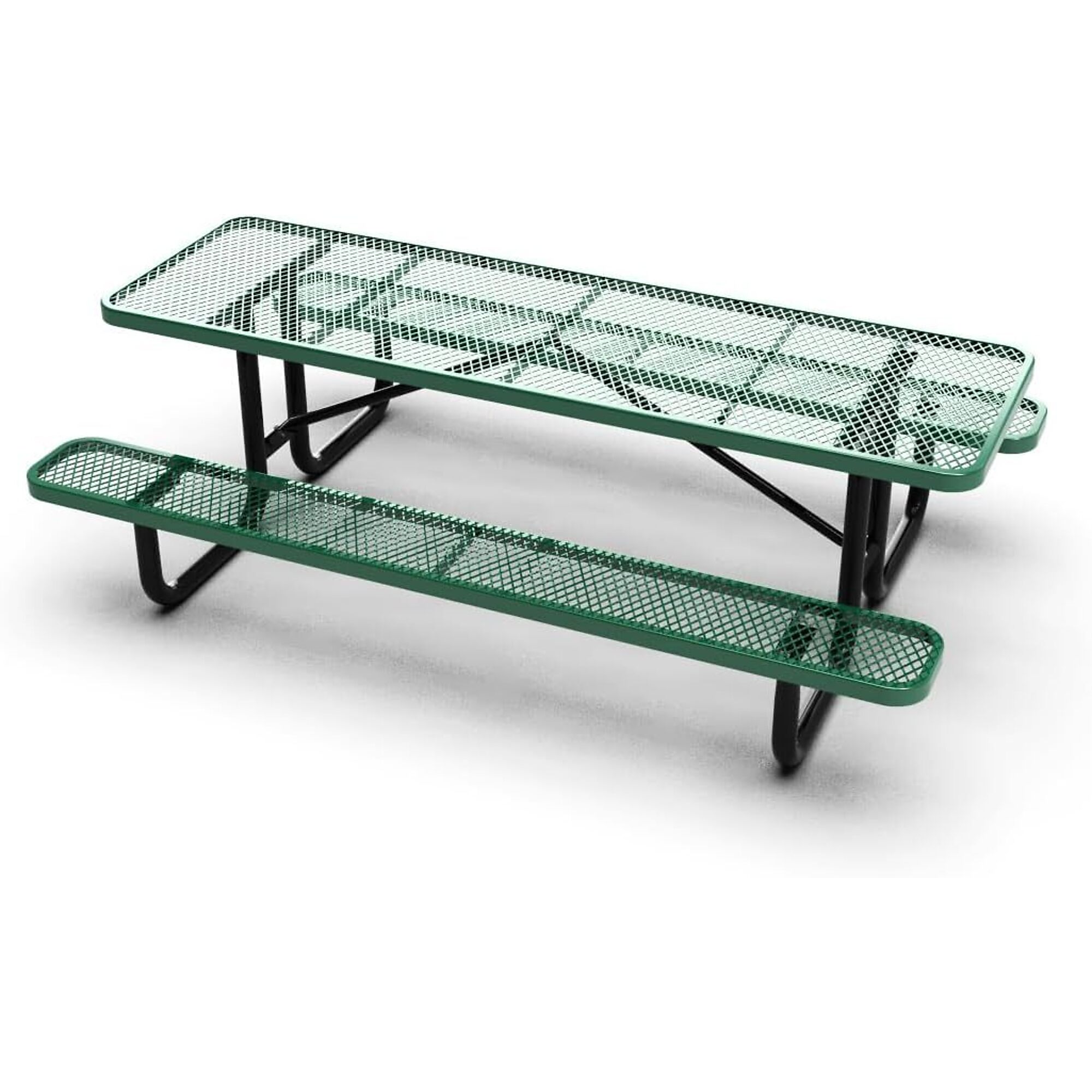 Park Elements Thermoplastic Coated Commercial Picnic Table - 8ft., Rectangular, Green, 1200-Lb. Capacity, Model# CD-96PT-GRN