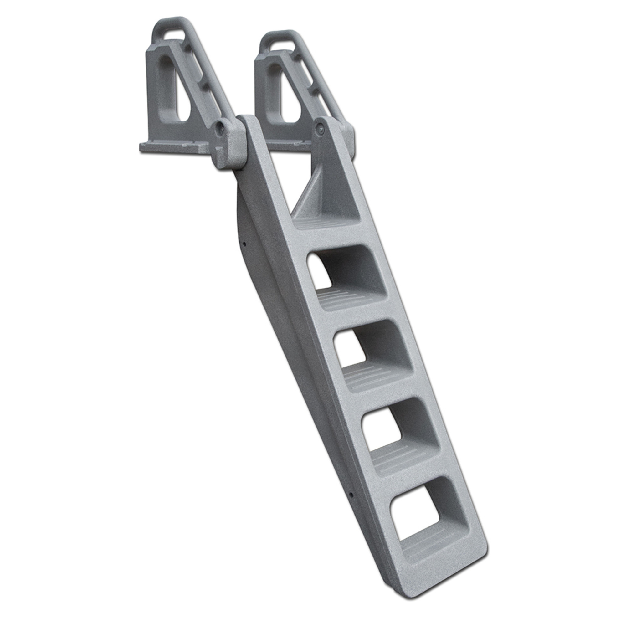 Tommy Docks 5-Step Flip Ladder - 55in. Height, Non-Slip, Polyethylene, Granite Gray, Model# DL-5-01