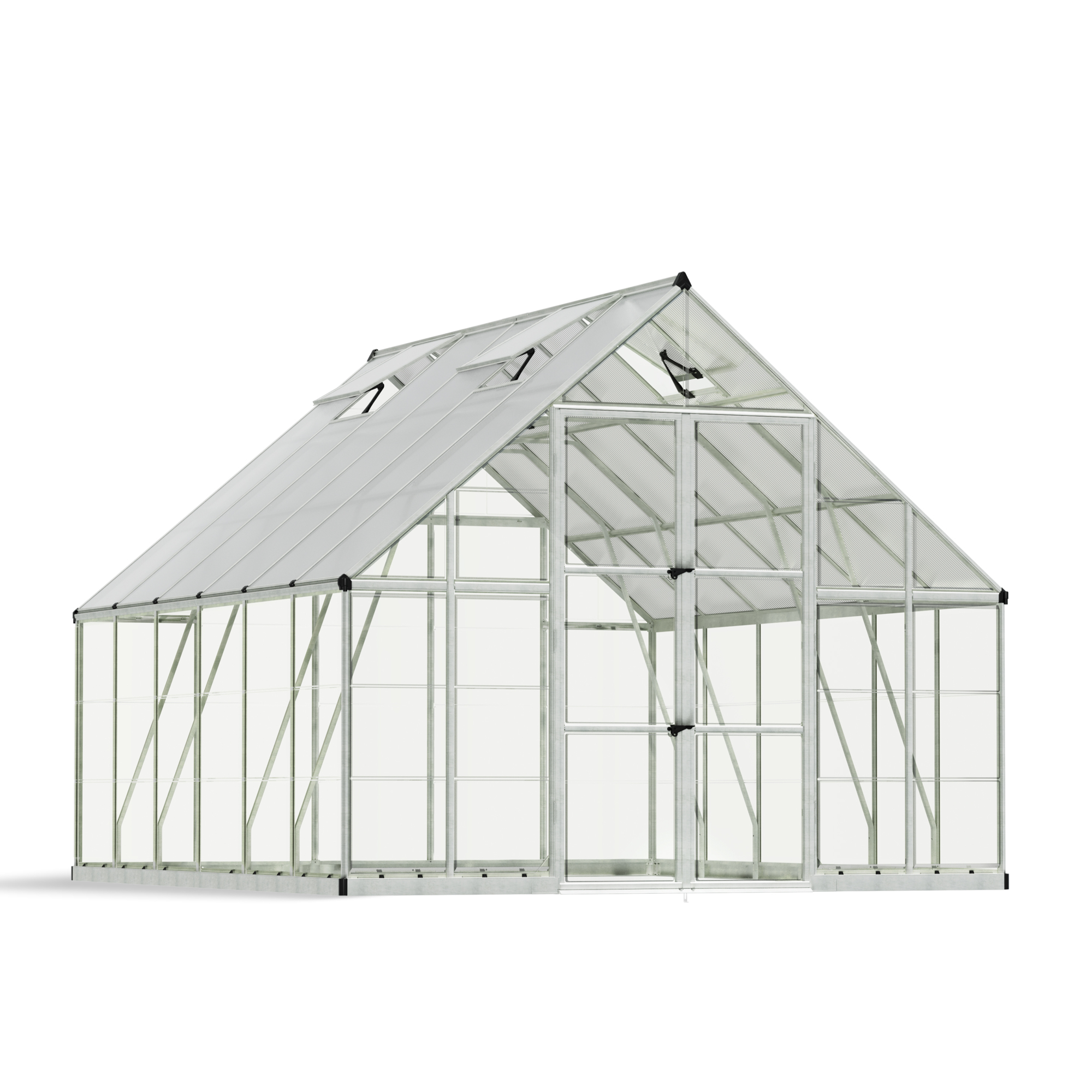 Canopia – Palram, Balance 10ft. x 12ft. Greenhouse - Silver, Length 145 in, Width 119.7 in, Center Height 101.2 in, Model# 706963