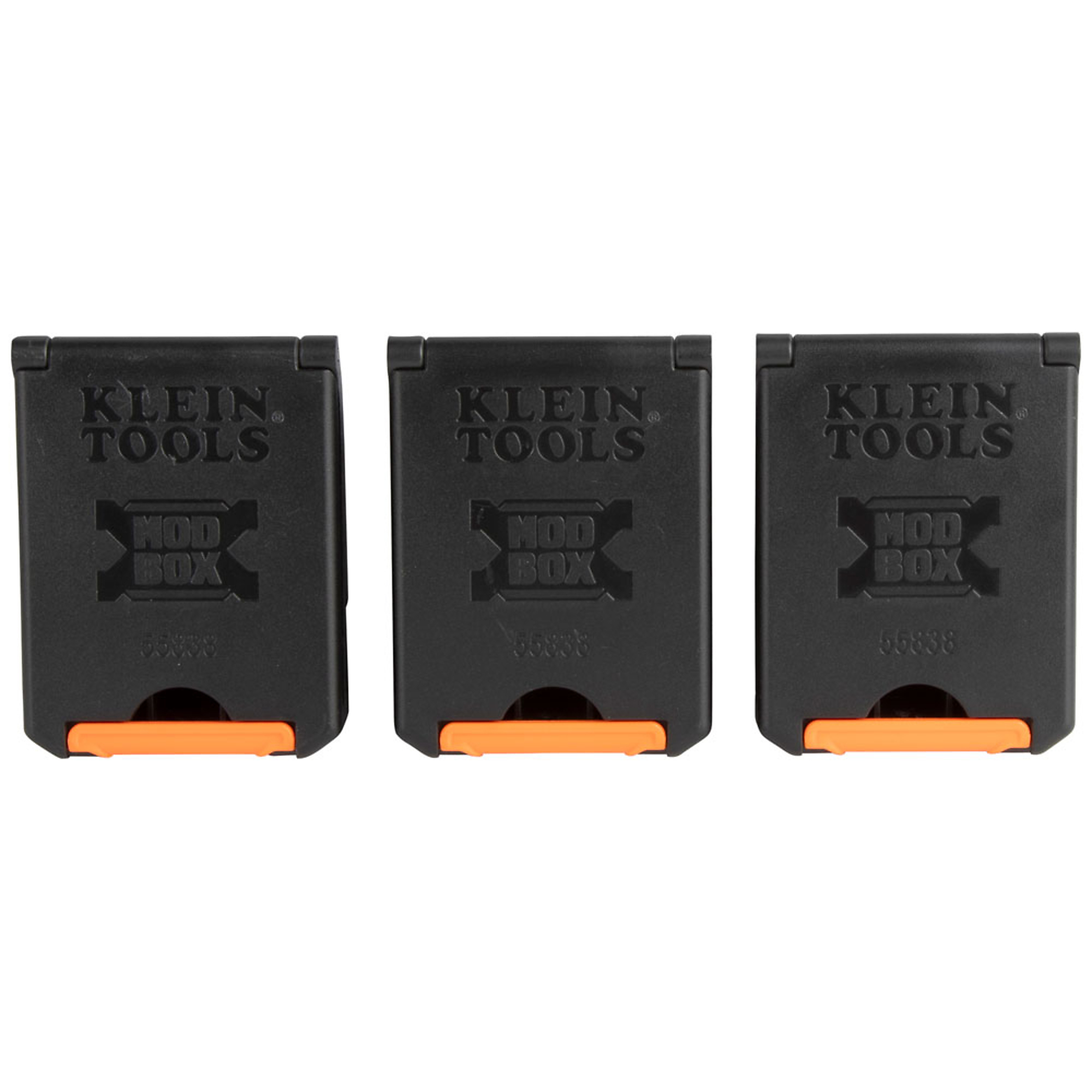 Klein Tools, MODbox Tool Belt Pouch Clips, 3-Pack, Color Black, Pockets (qty.) 0 Material Plastic, Model# 55838MB