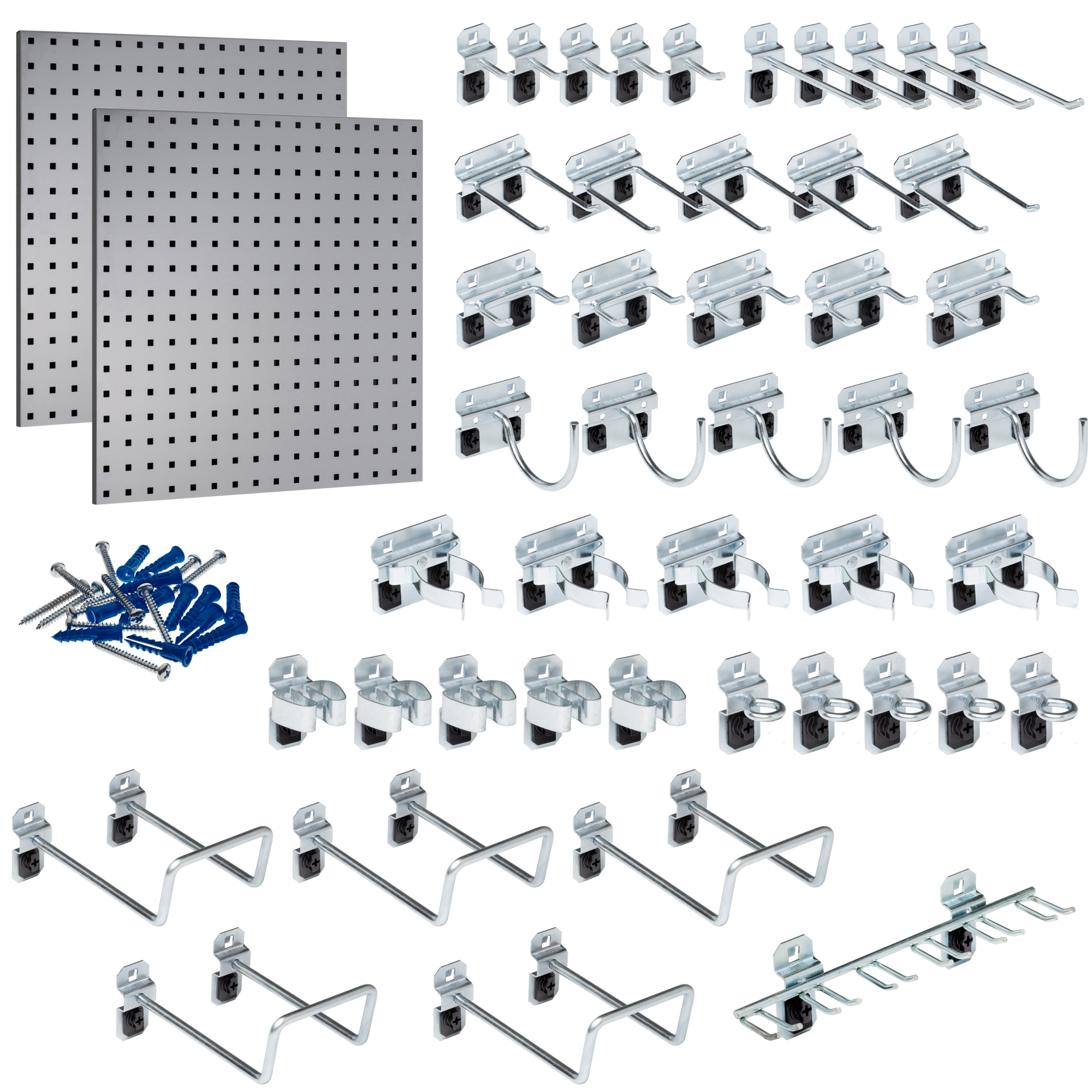 Triton Products, (2) Steel Pegboards with 46 pc LocHook Assortment, Length 24 in, Width 24 in, Model# LB1-GKit