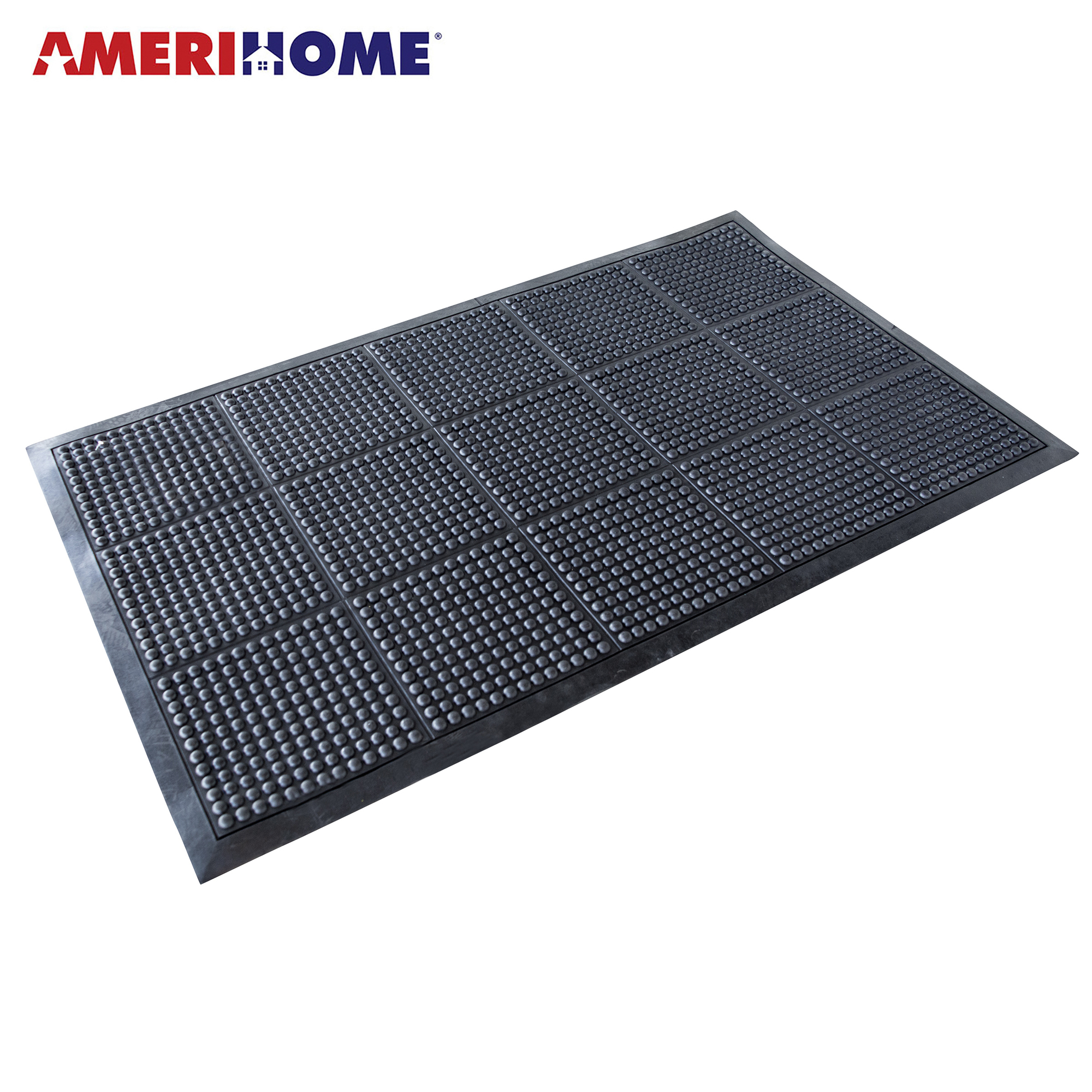 AMERIHOME, 3ft. x 5ft. Anti-Fatigue Bubble Rubber Entry Mat, Width 60 in, Length 36 in, Thickness 1/4 in, Model# RMBBL35