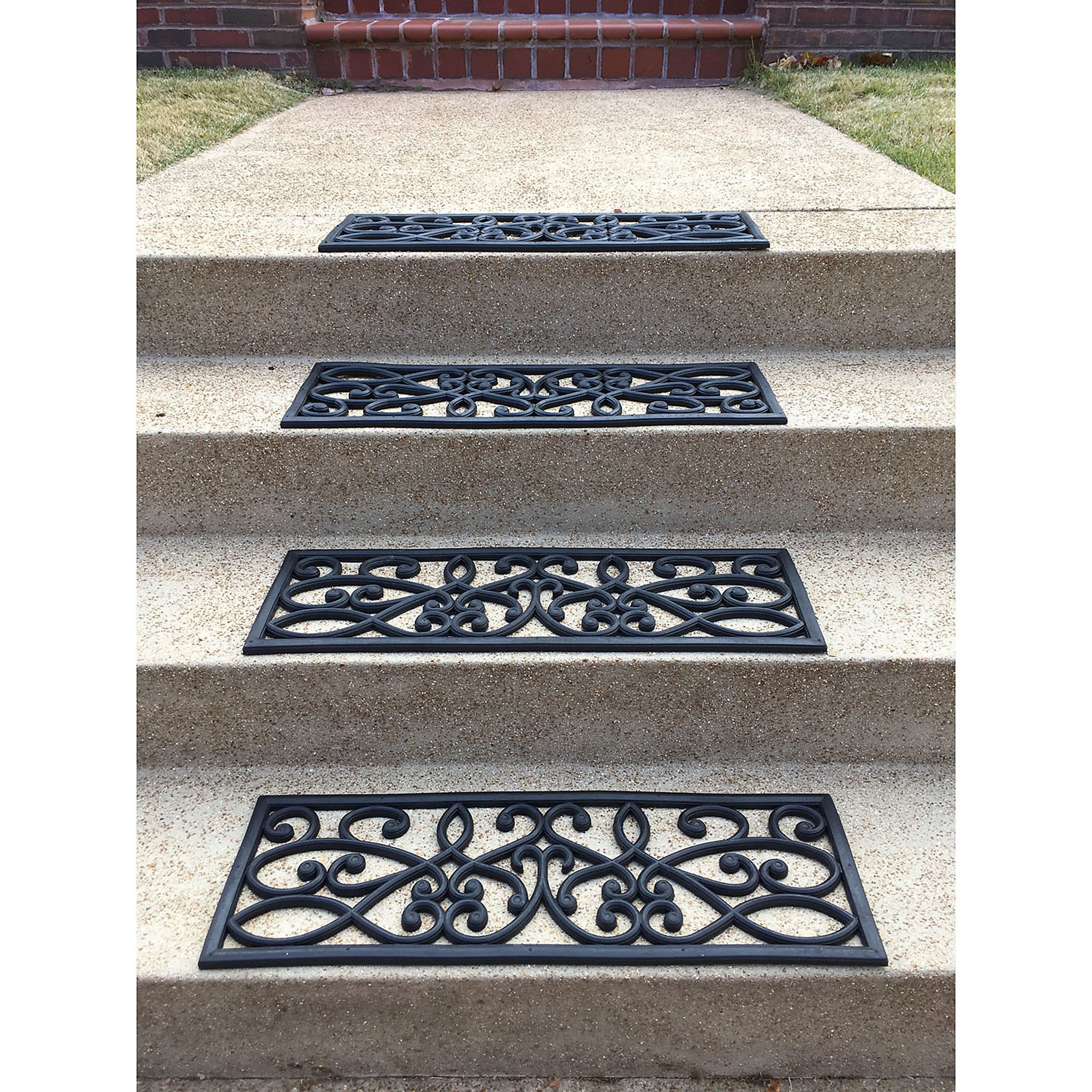AMERIHOME, Rubber Scrollwork Stair Tread 4 Pack, Width 9 in, Length 30 in, Thickness 1/2 in, Model# STM9304PK