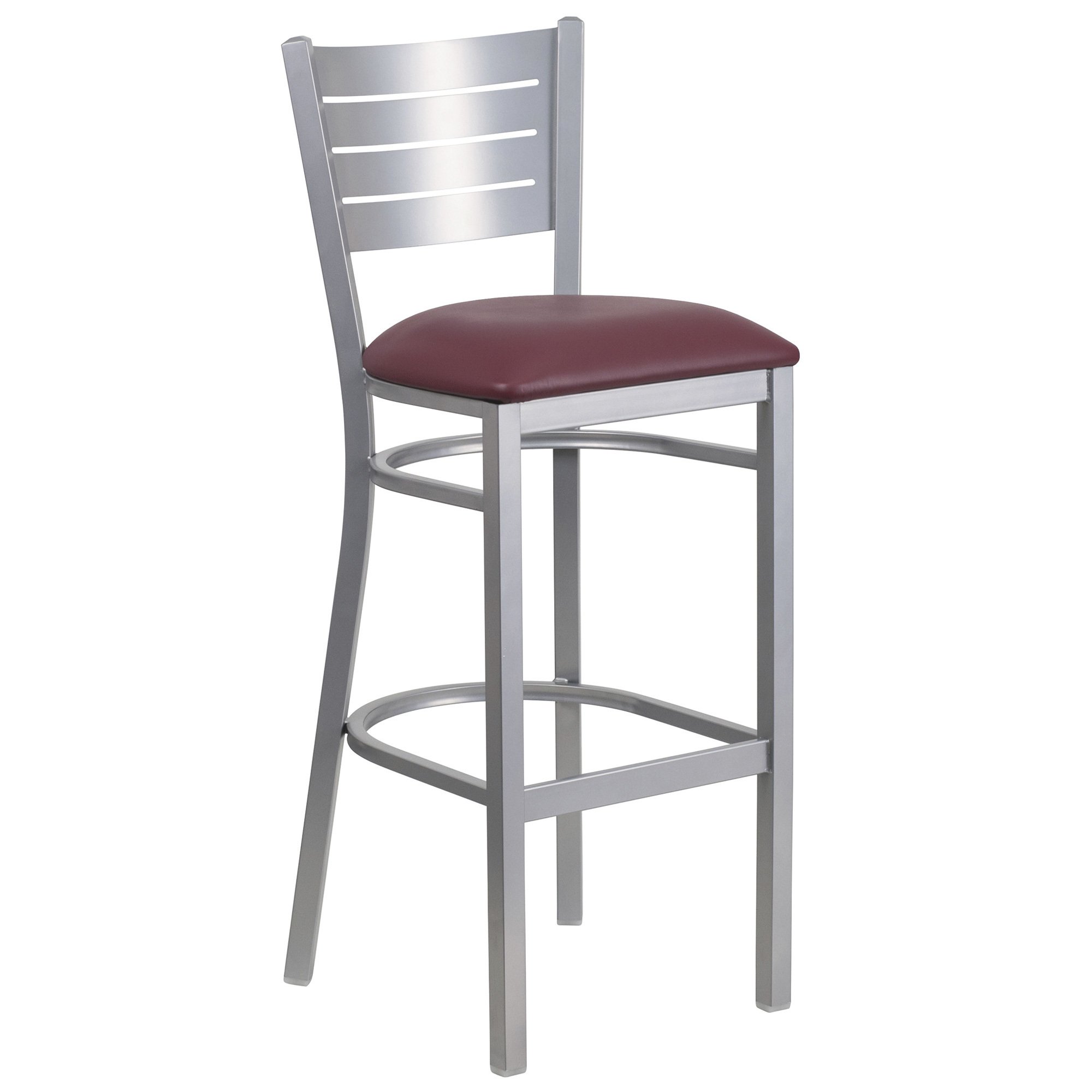 Flash Furniture Metal Slat Back Bar Stool, Silver Frame
