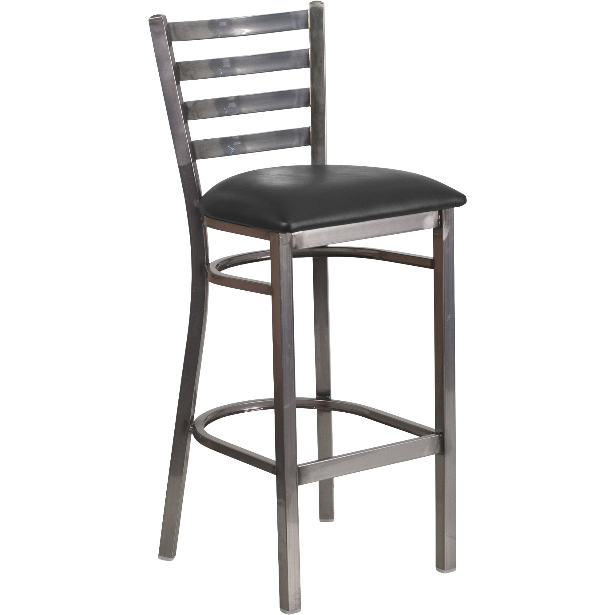 Flash Furniture Metal Ladder Back Bar Stool, Clear-Coated Frame