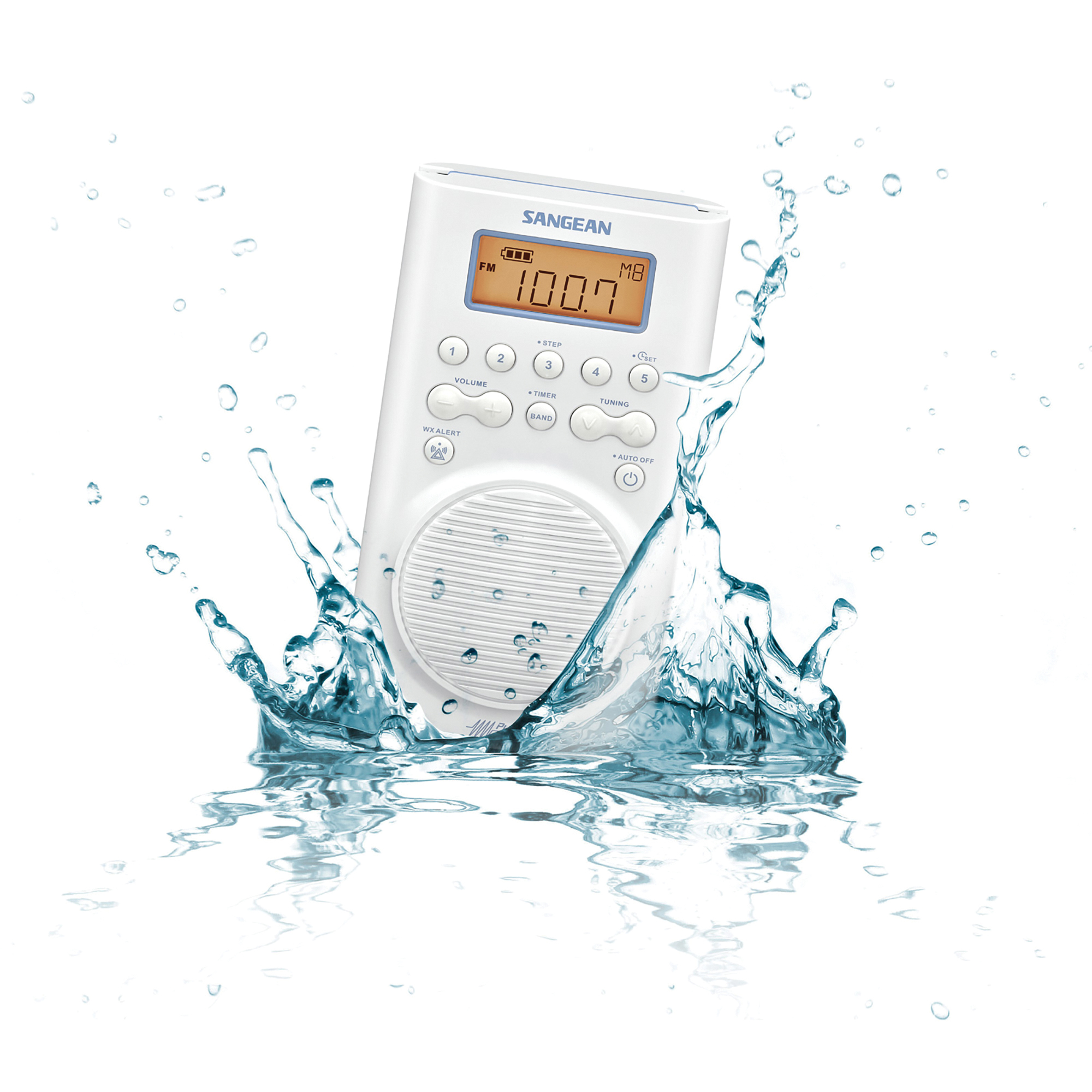 Sangean, Portable 3Band Waterproof Shower Clock Radio, Model H205