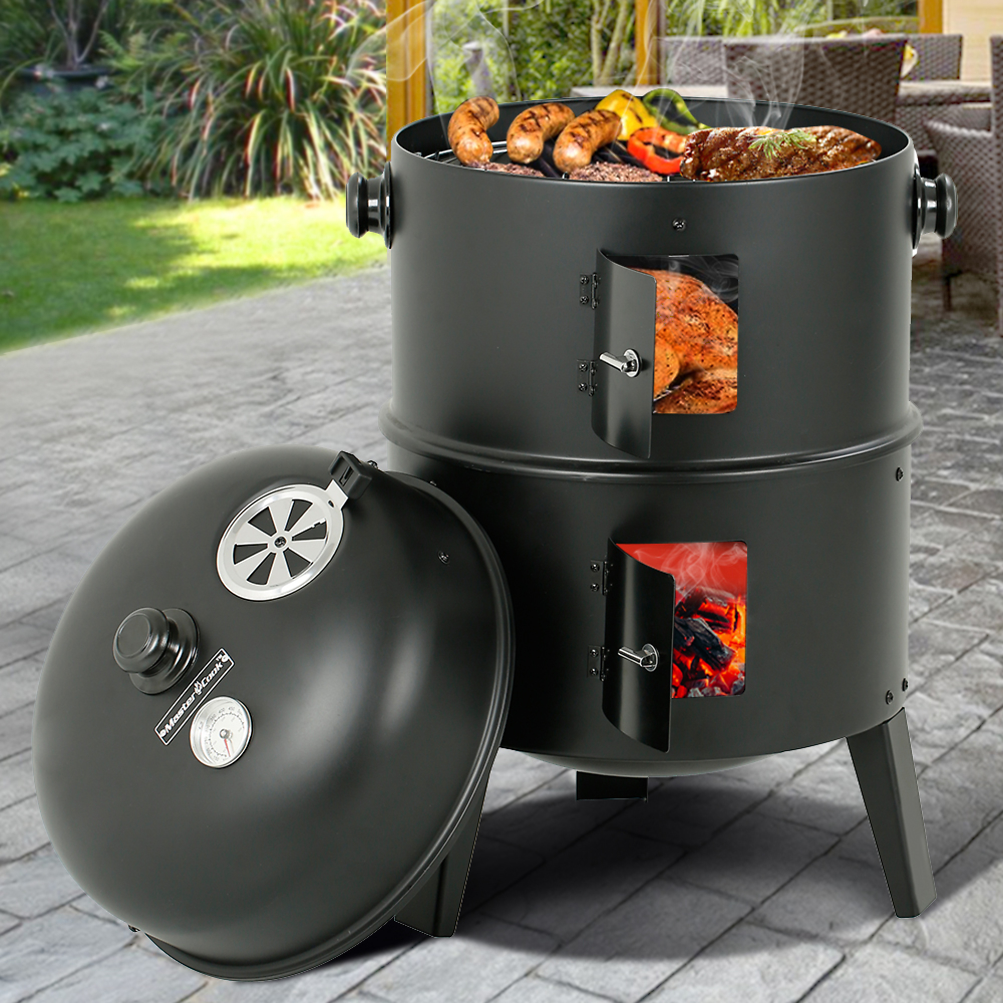 Mastercook Portable Vertical Smoker Grill - 16ft., 3-Piece, Charcoal ...