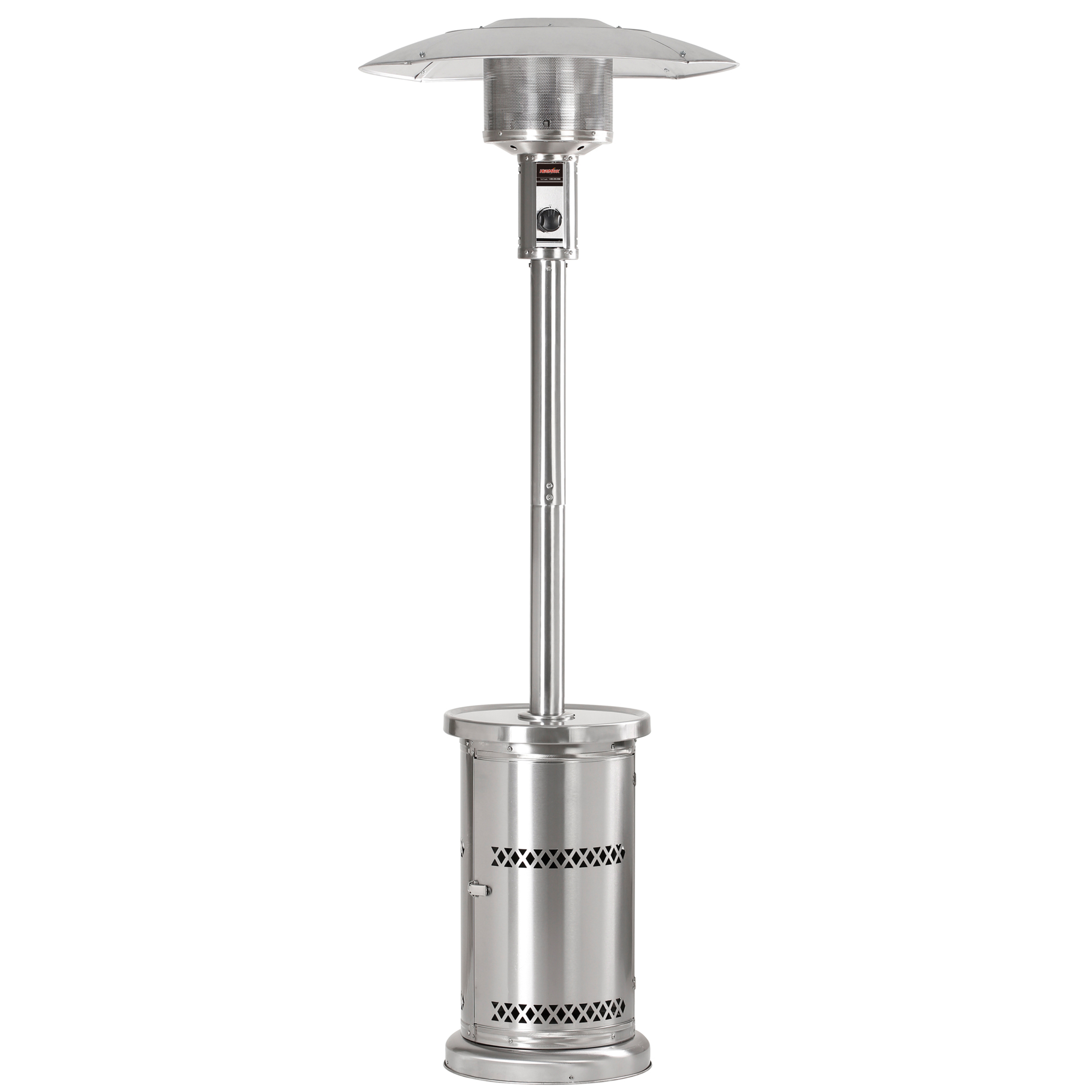 Heatmaxx Stainless Steel Propane Outdoor Patio Heater - 48,000 BTU, 250 Sq. Ft. Coverage, Push and Turn Ignition, Model# SRPH33A-SS
