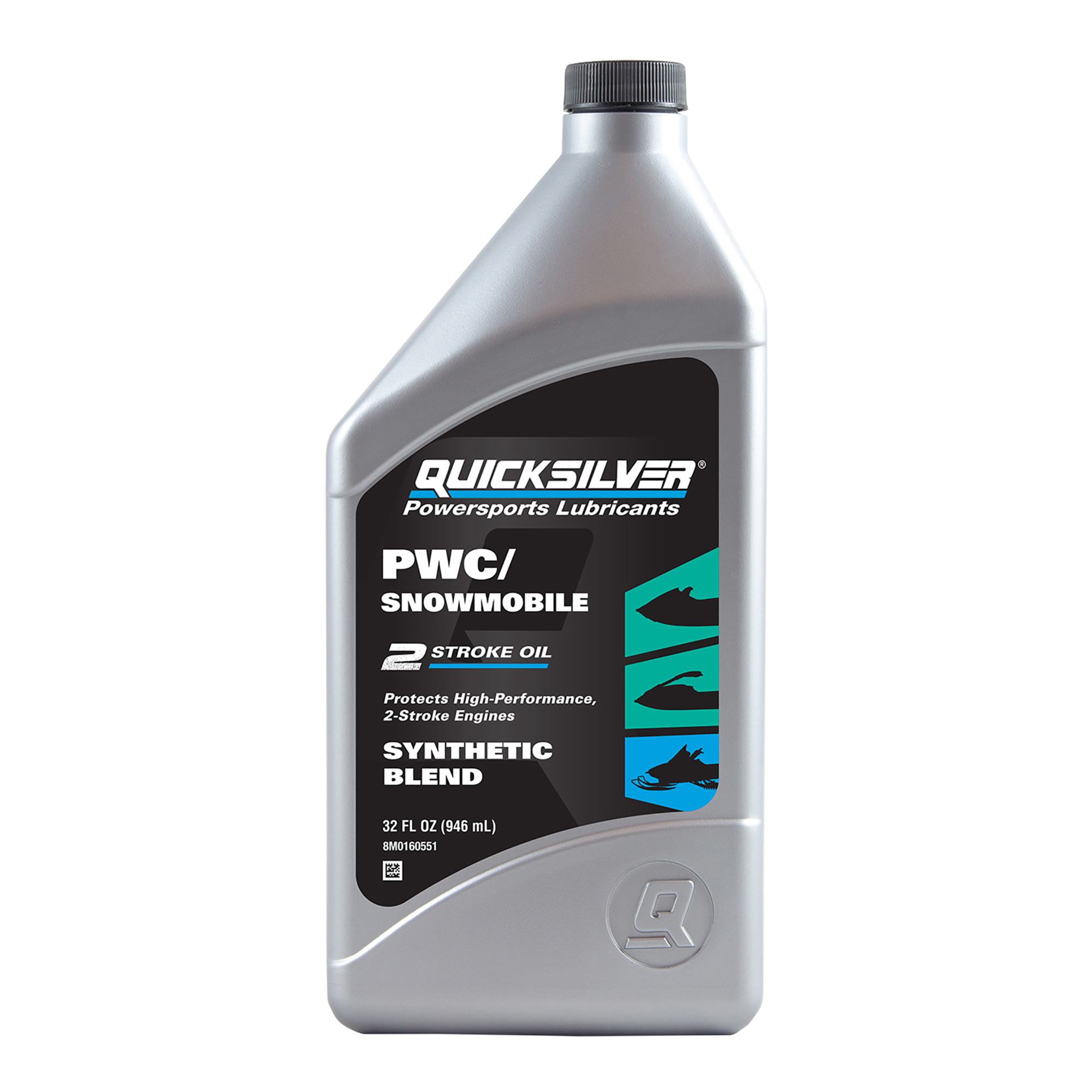 Quicksilver, 2 Stroke PWC/Snowmobile Syn Blend Engine Oil 32oz, Included (qty.) 1 Fluid Ounces 32 fl, Model# 197701