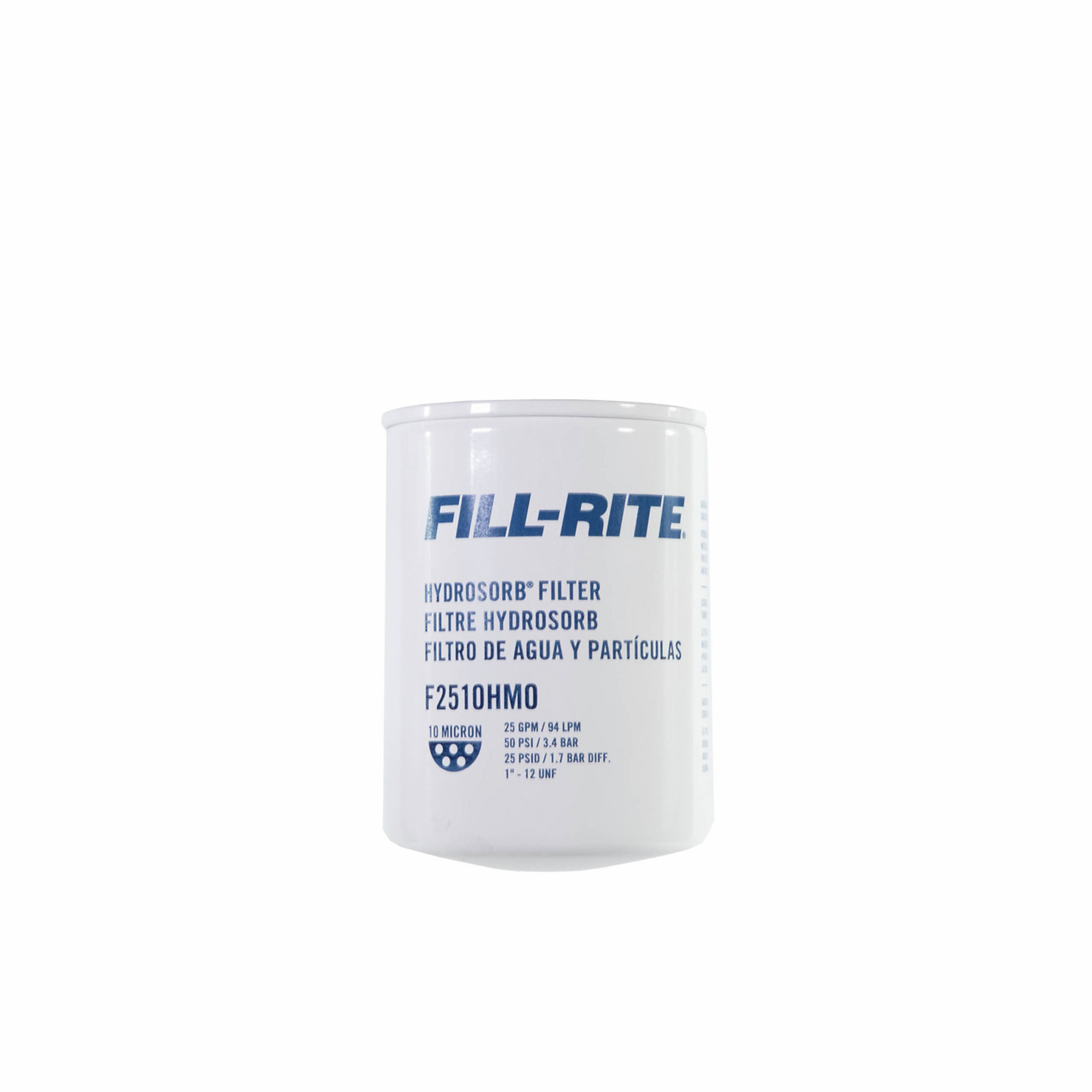 Fill-Rite, 25 GPM 10 Micron Water Detecting Filter, Diameter 3.8 in, Height 5.38 in, Model# F2510HM0