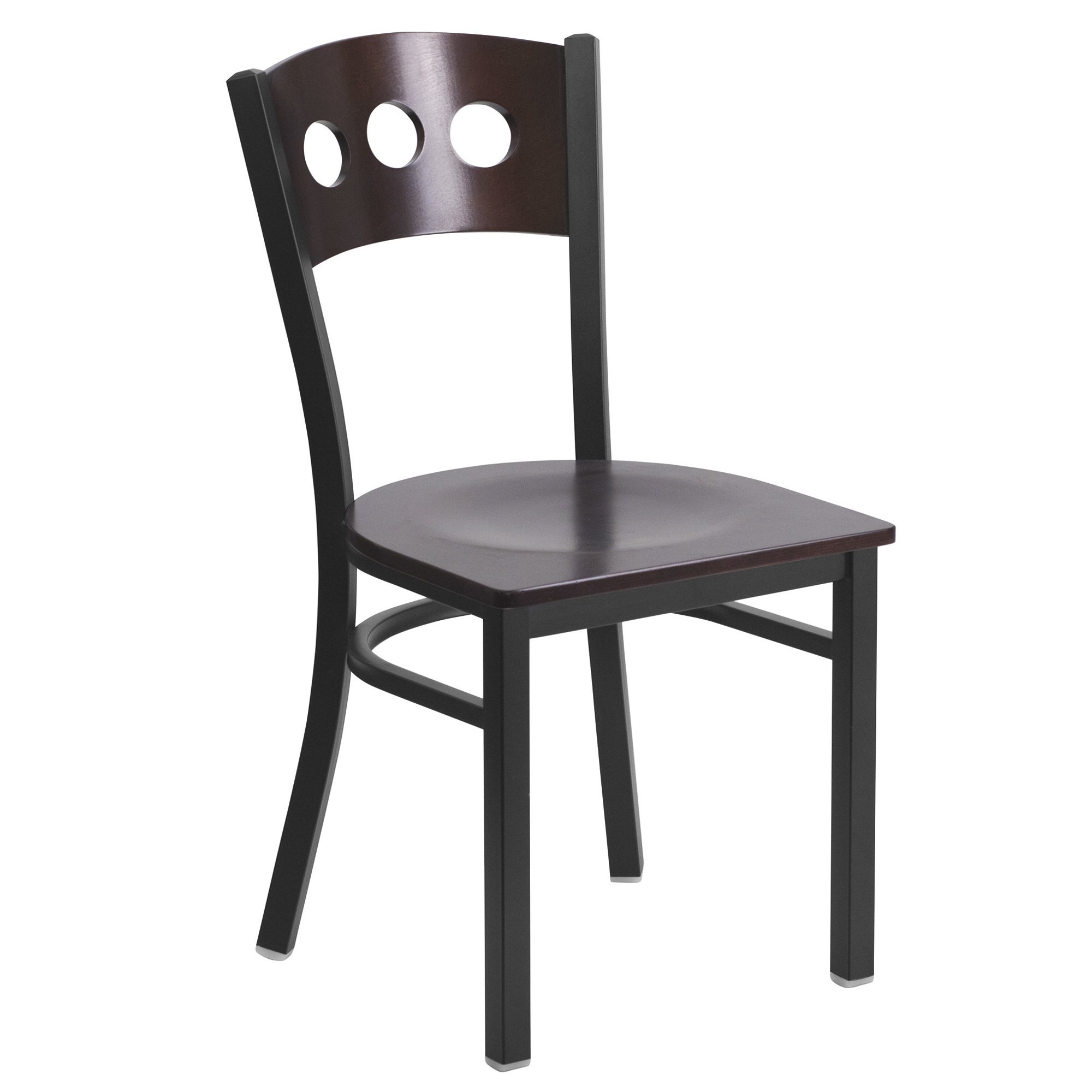 Flash Furniture Metal Chair with Wood Seat and 3-Circle Cut-Out Back — 500-Lb. Capacity
