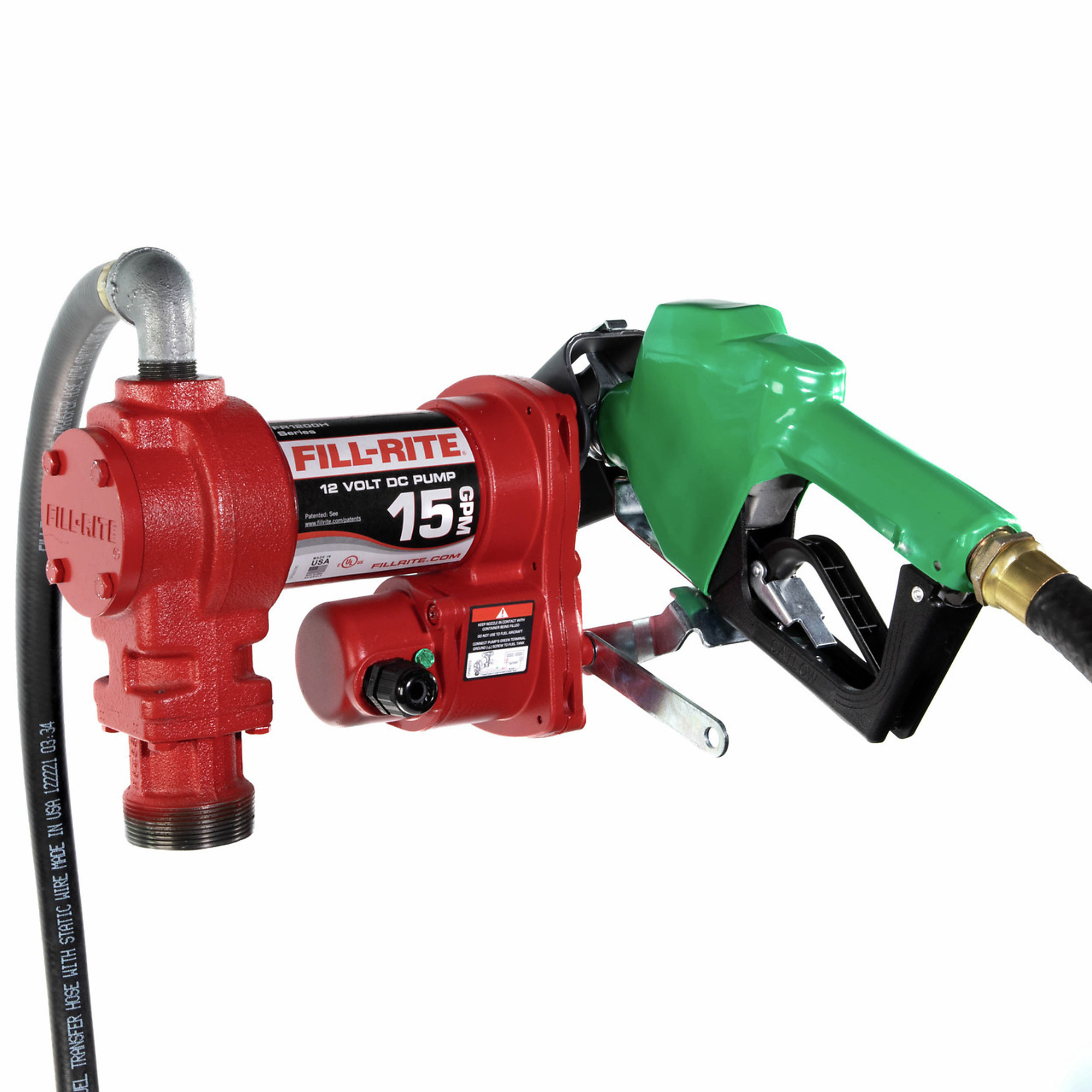 Fill-Rite Heavy-Duty Fuel Transfer Pump - 12V, 15 GPM, Automatic Nozzle, Model# FR1210HA1