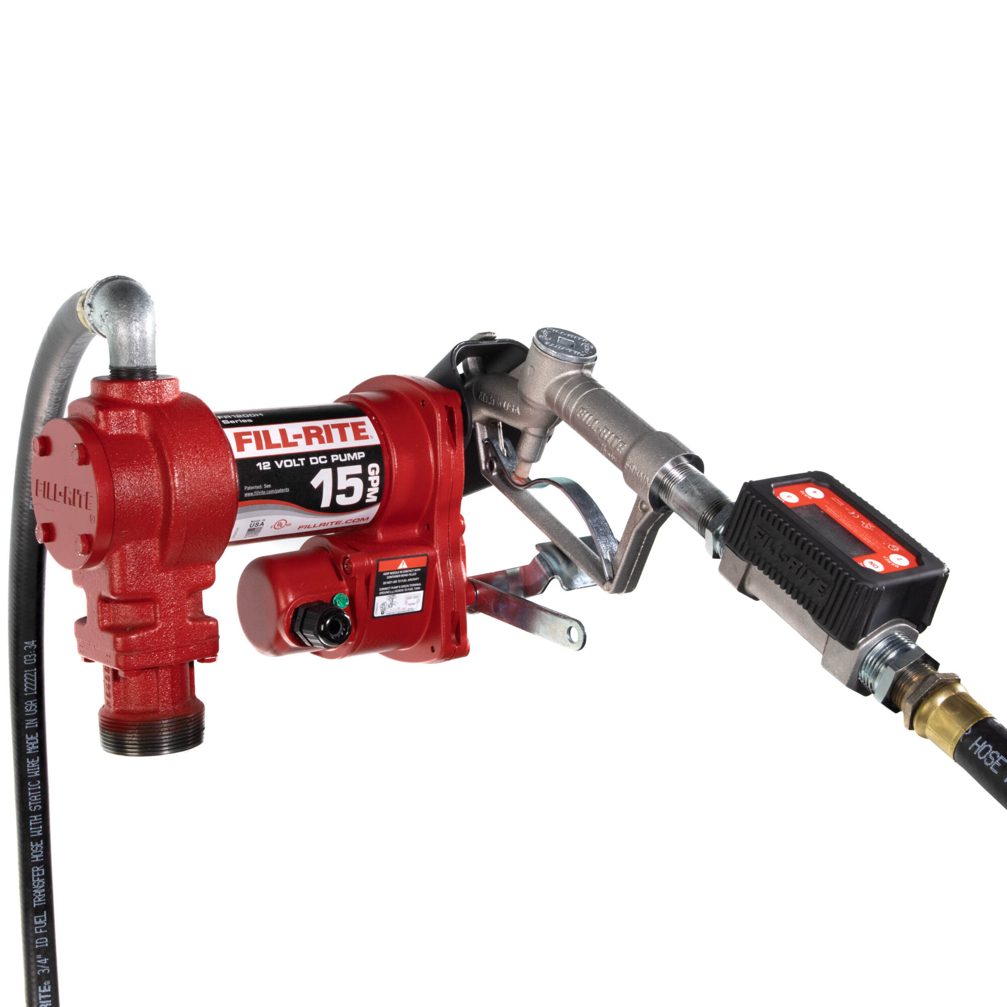 12V DC 15GPM Gasoline Fuel Transfer Pump Kit - With Nozzle, For Petrol Diesel Kerosene