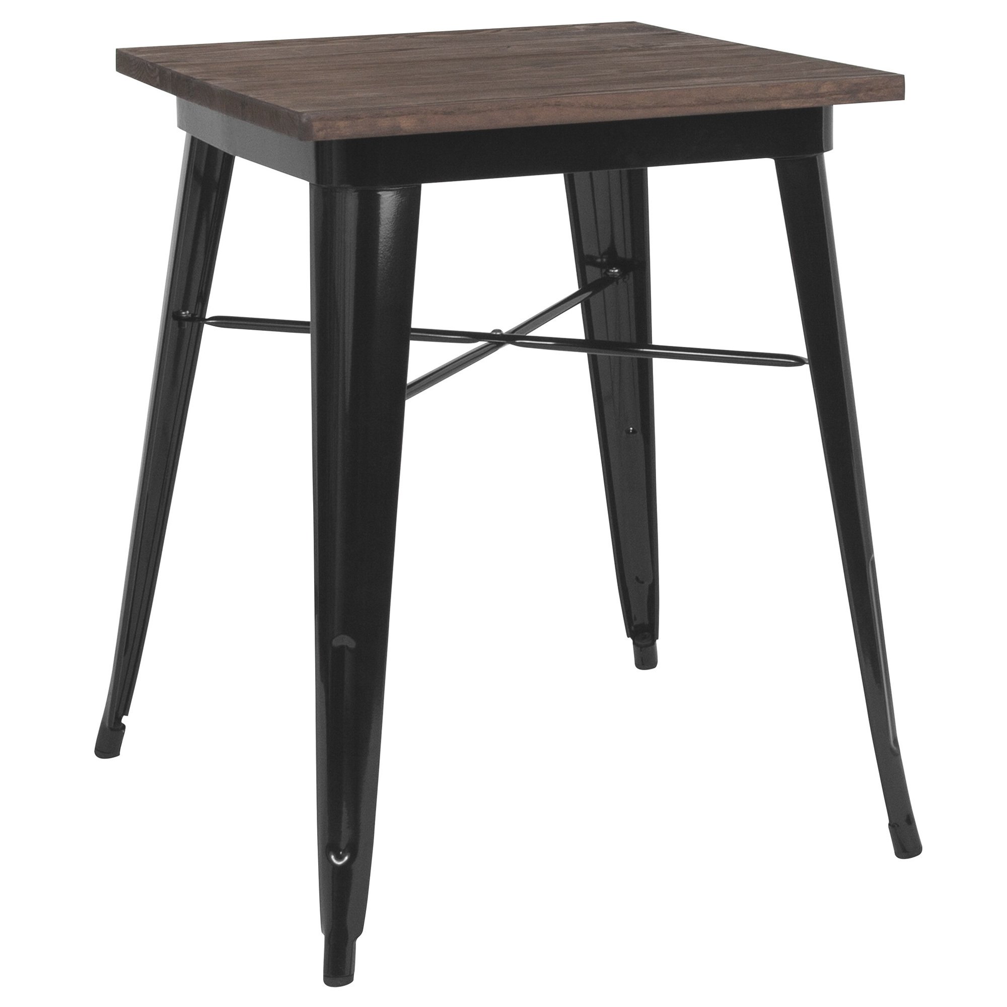 Flash Furniture 23 1/2in. Square Metal Cafe Table with Wood Top