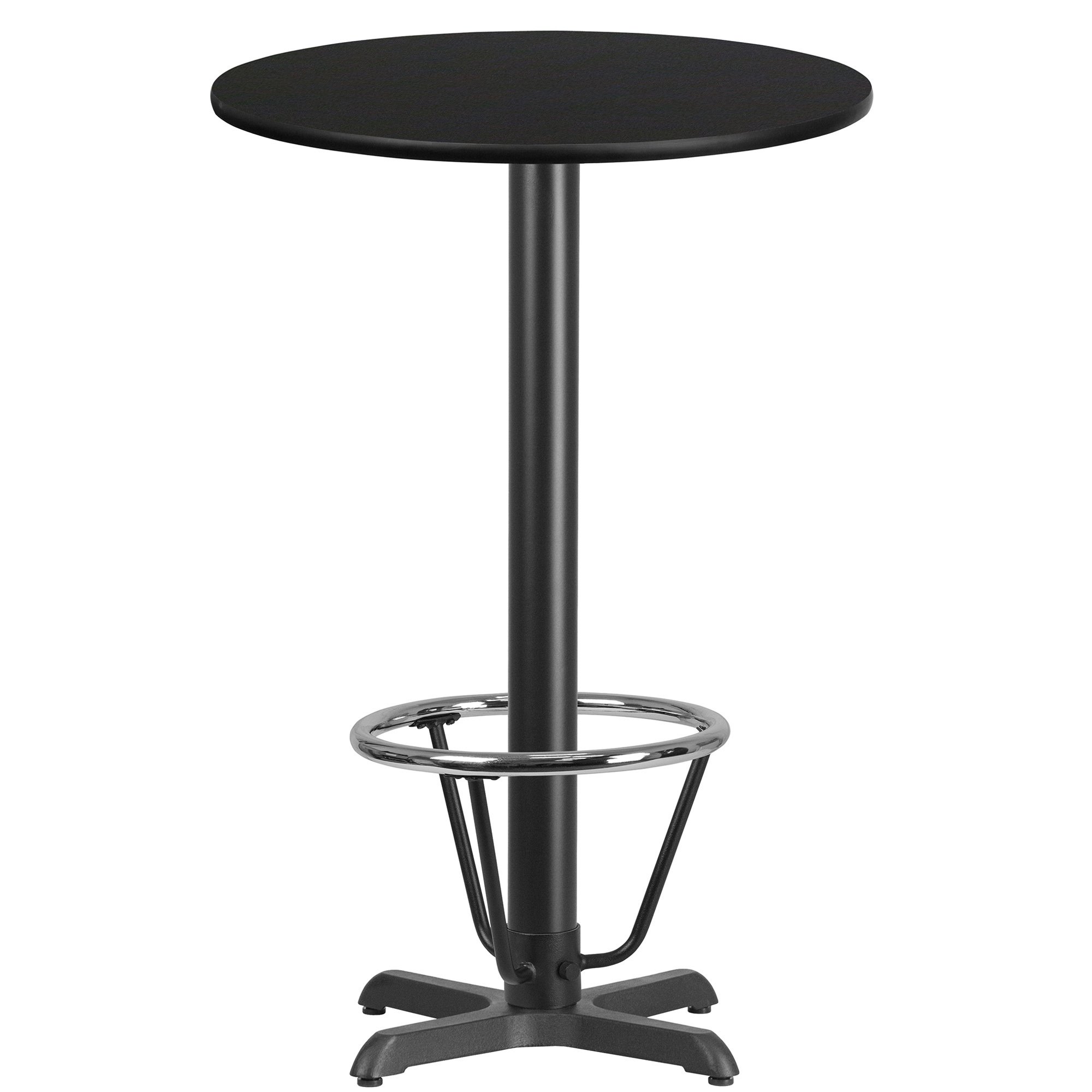 Flash Furniture Round Bar Height Metal Table with X-Base and Foot Ring