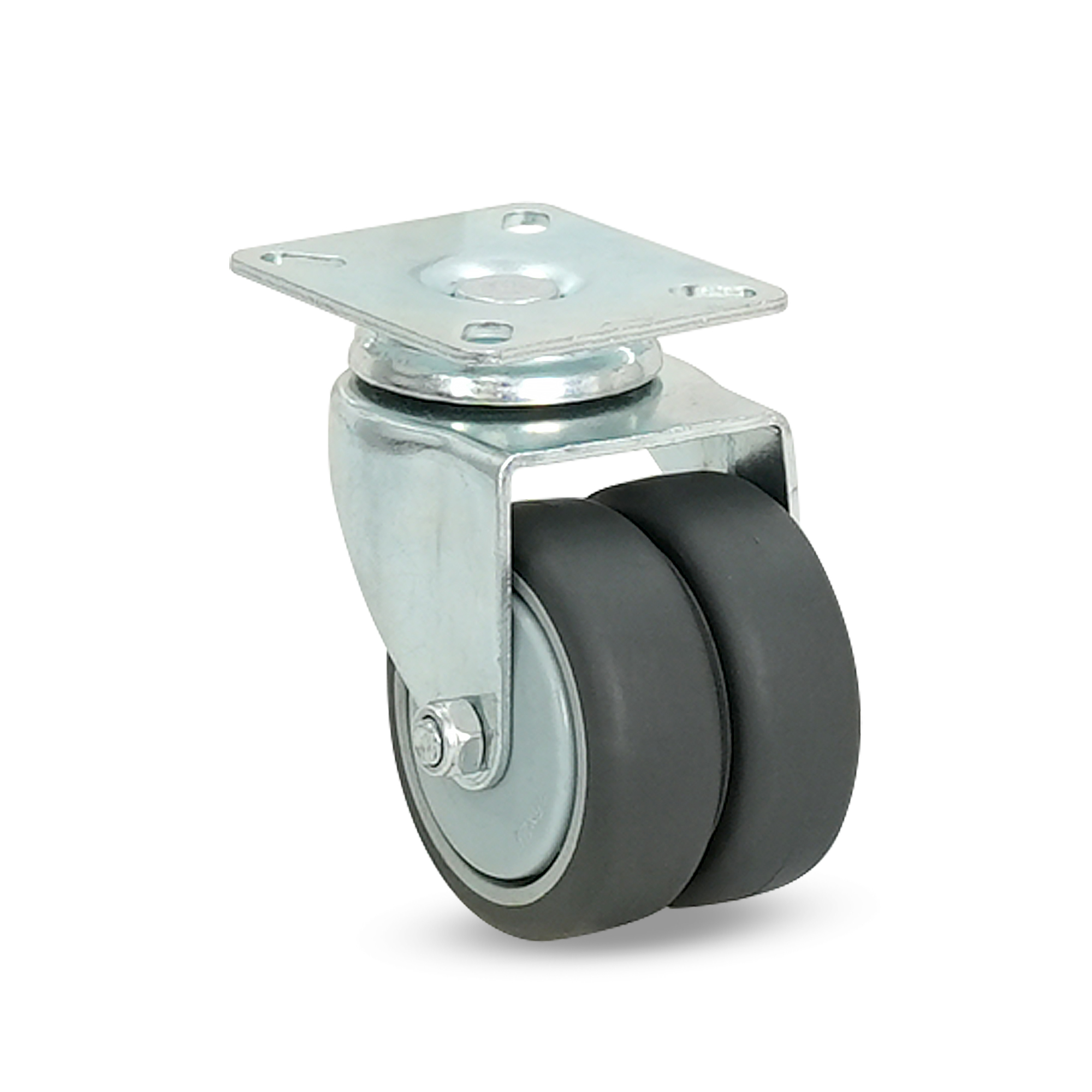 Klutch 3in. Dual-Wheel Swivel Caster with Brake, 330-Lb. Capacity