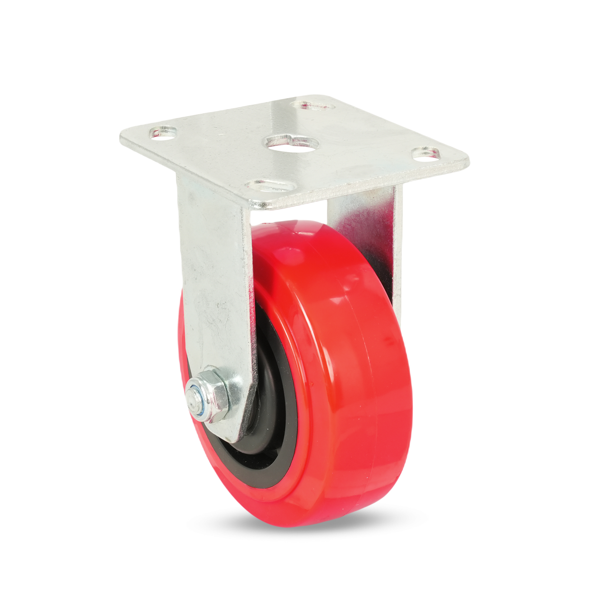 Klutch 5in. Polyurethane Rigid Caster, 660-Lb. Capacity, Red