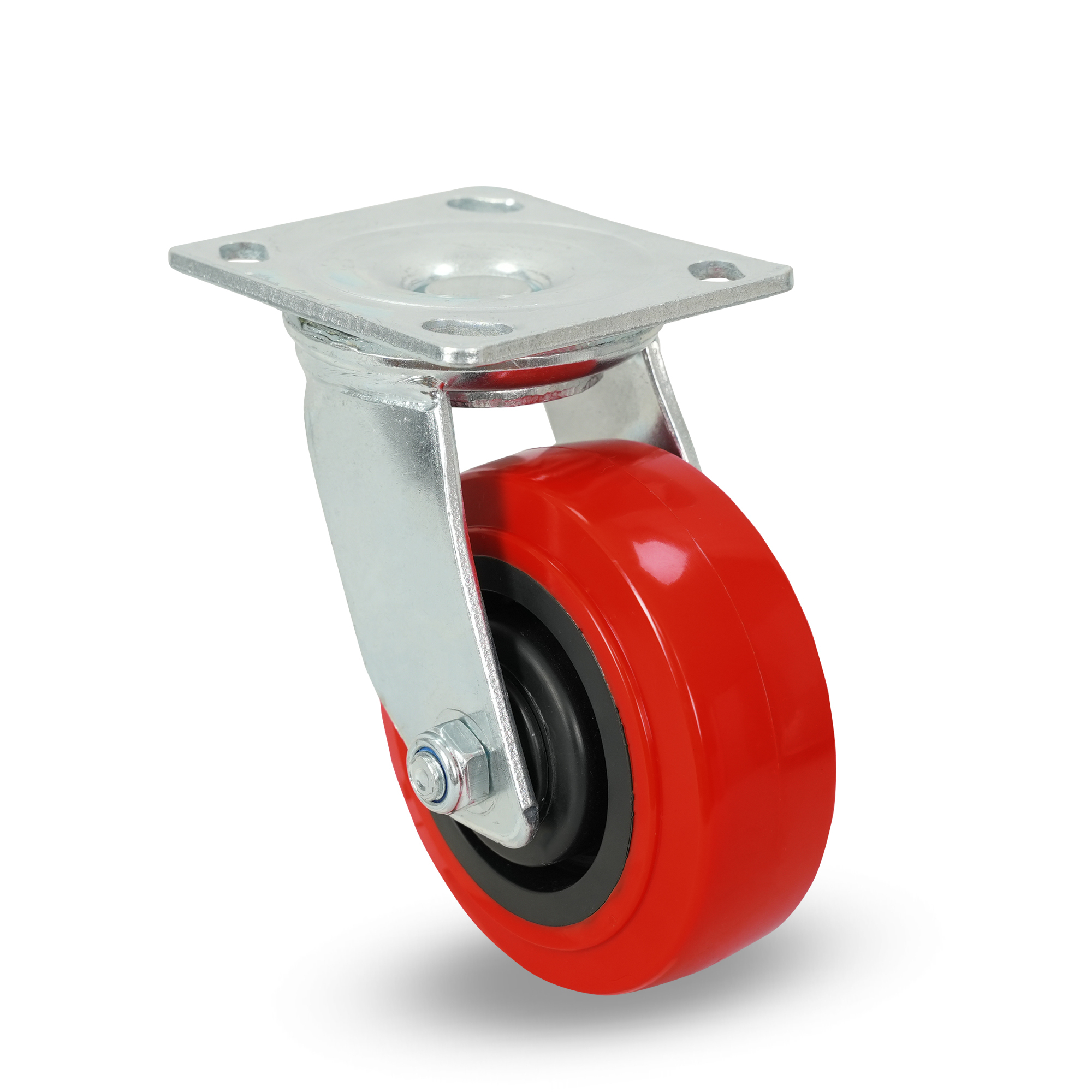 Klutch 5in. Polyurethane Swivel Caster, 660-Lb. Capacity, Red