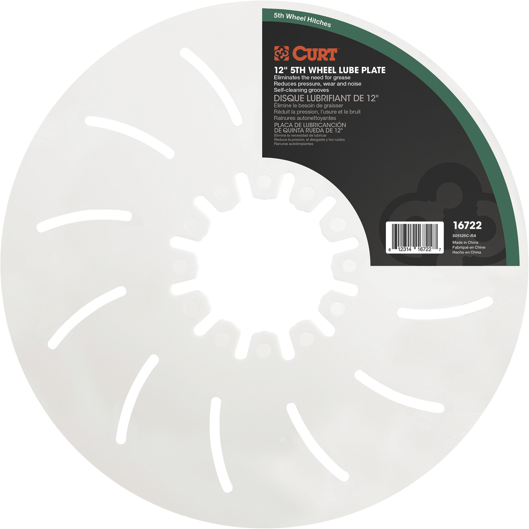 CURT 5th Wheel Lube Plate, 12in. Dia., Model# 16722