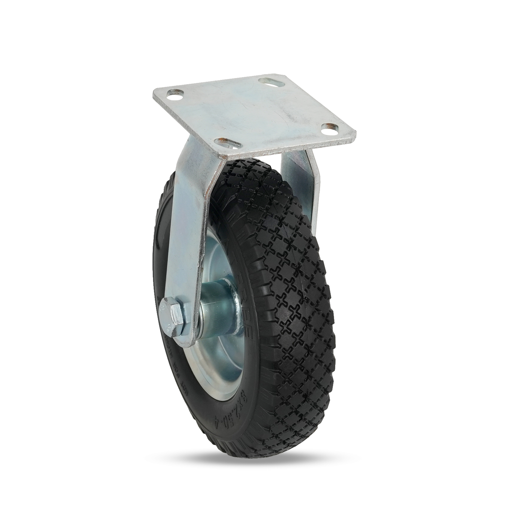 Klutch 8in. Flat-Free Rubber Foam-Filled Rigid Caster, 250-Lb. Capacity