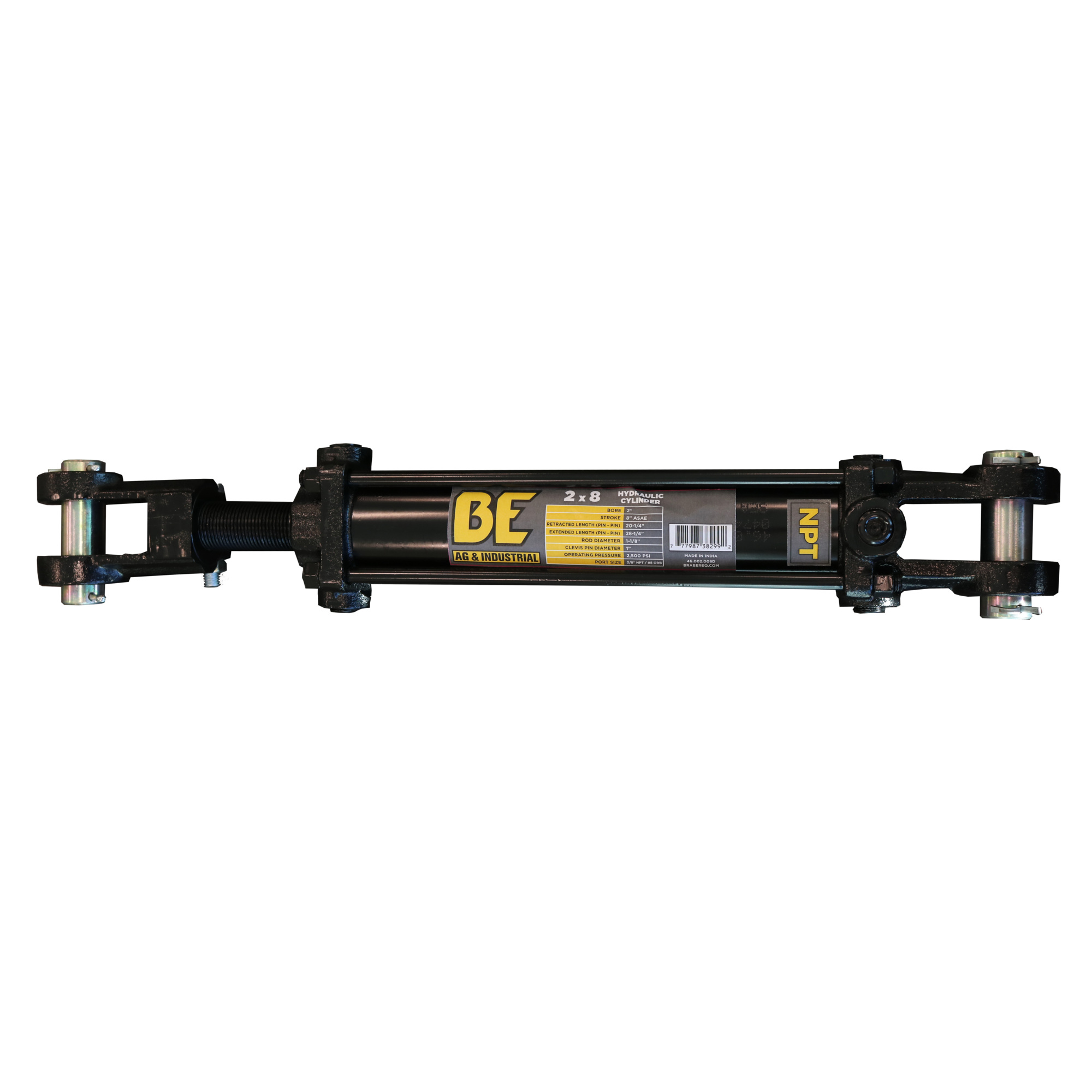 BE AG & Industrial, 2-1/2 X 10in. DUAL PORT HYDRAULIC CYLINDER, Max. PSI 2500 Bore Diameter 2.5 in, Stroke Length 10 in, Model# 46.025.010D