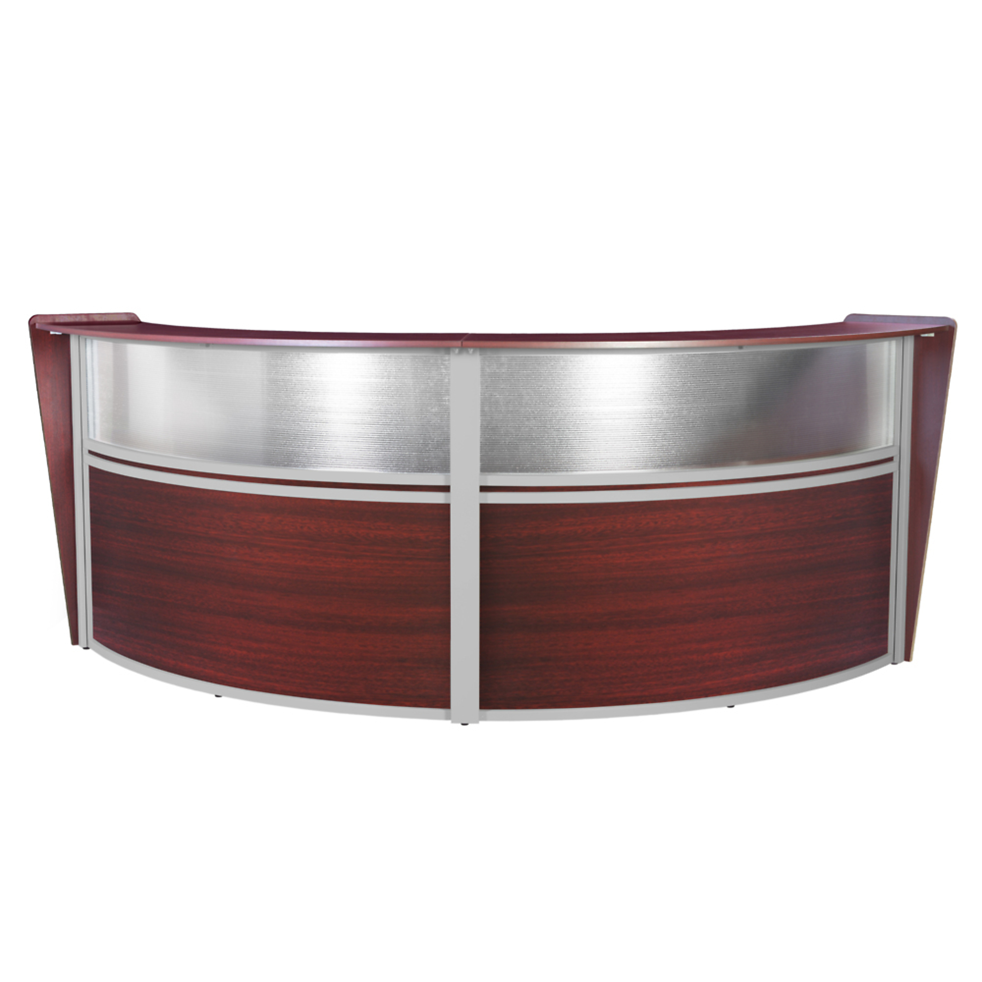 Regency Furniture, Marque Plexi Double-Unit Reception Desk - Mahogany, Width 124.5 in, Height 45.5 in, Depth 49 in, Model# 77312MH