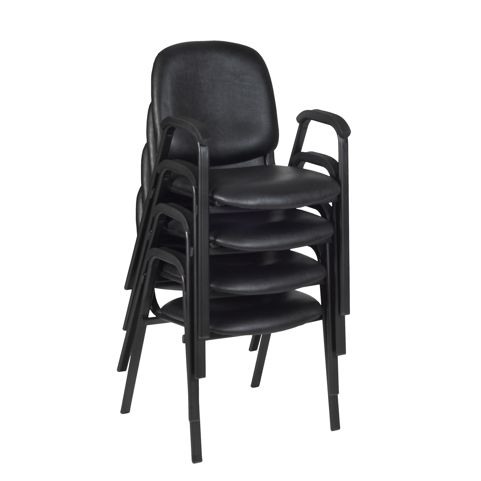 Regency Furniture, Ace Vinyl Guest Stacking Chair with Arms Black, Included (qty.) 4 Model# 2125LBK4PK