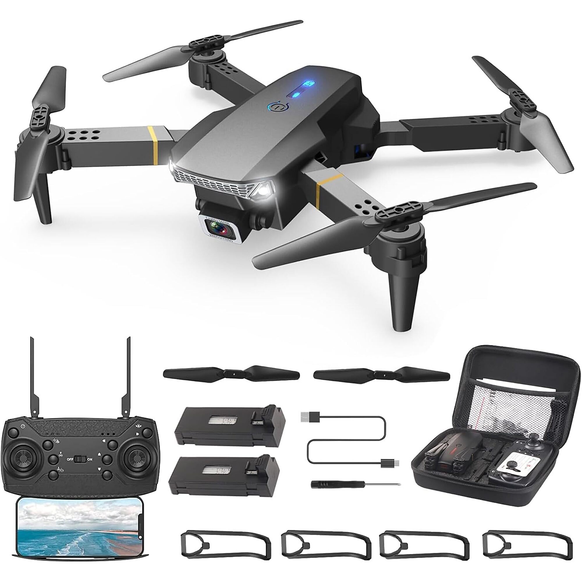 Drone with 4K adjustable camera, Range 260 ft, Model# LF-620