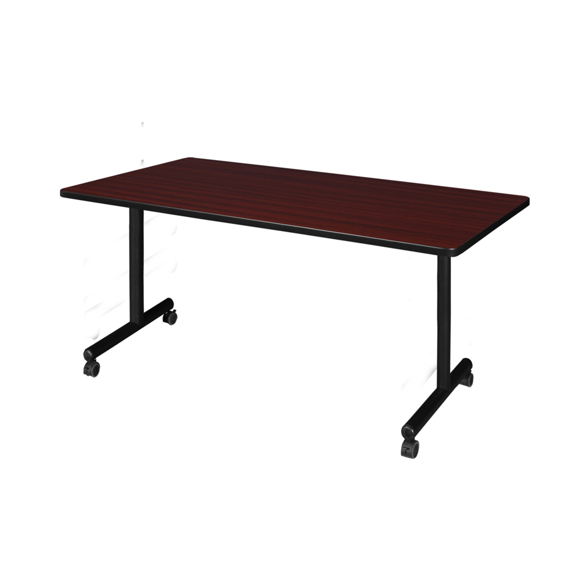 Regency Furniture, 66 x 30in. Mobile T-Base Training Table- Mahogany, Height 29 in, Width 66 in, Length 30 in, Model# MKTRCC6630MH