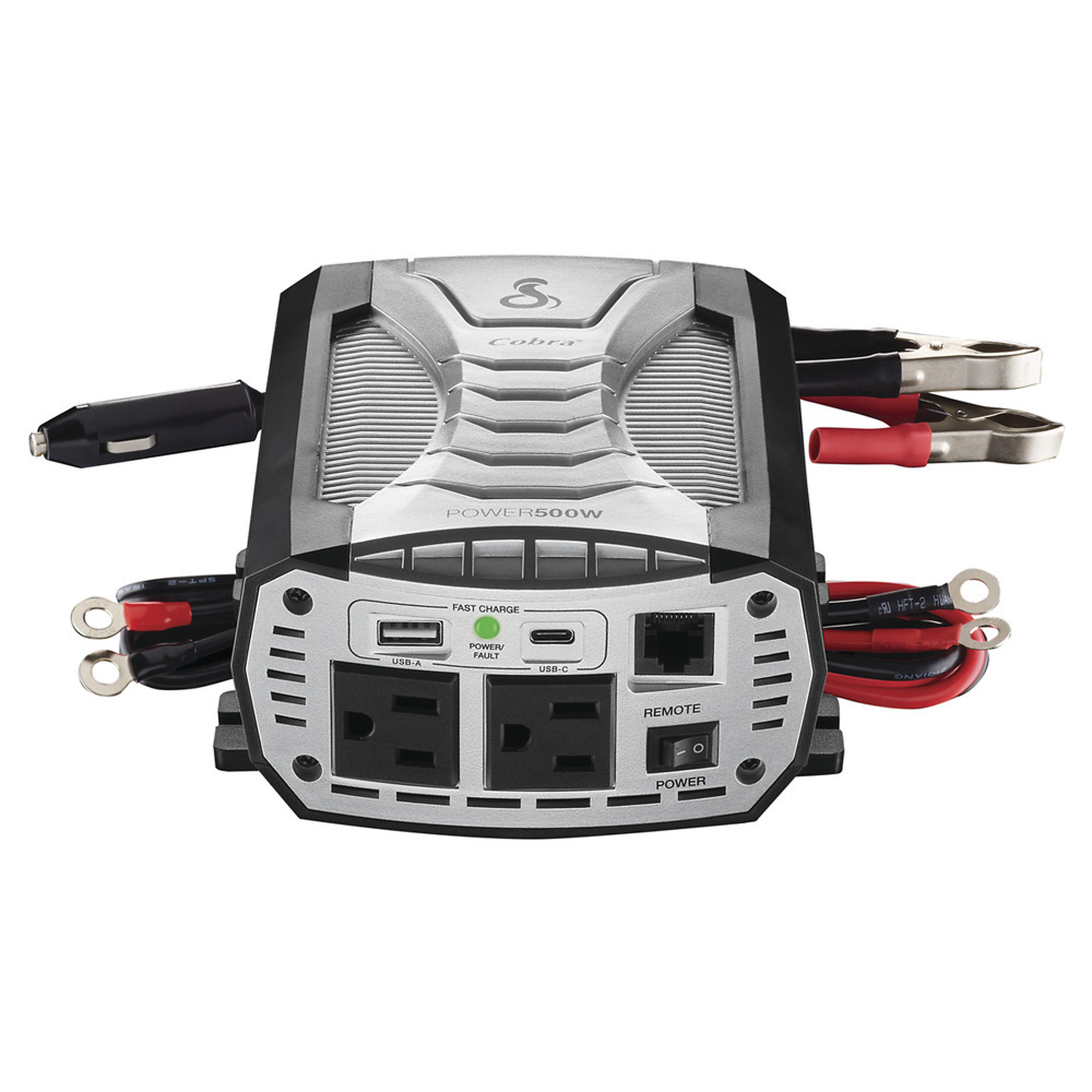 Cobra, 500W Power Inverter, USB Ports (qty.) 2 AC Outlets (qty.) 2 Watts 500 Model# CPI500W