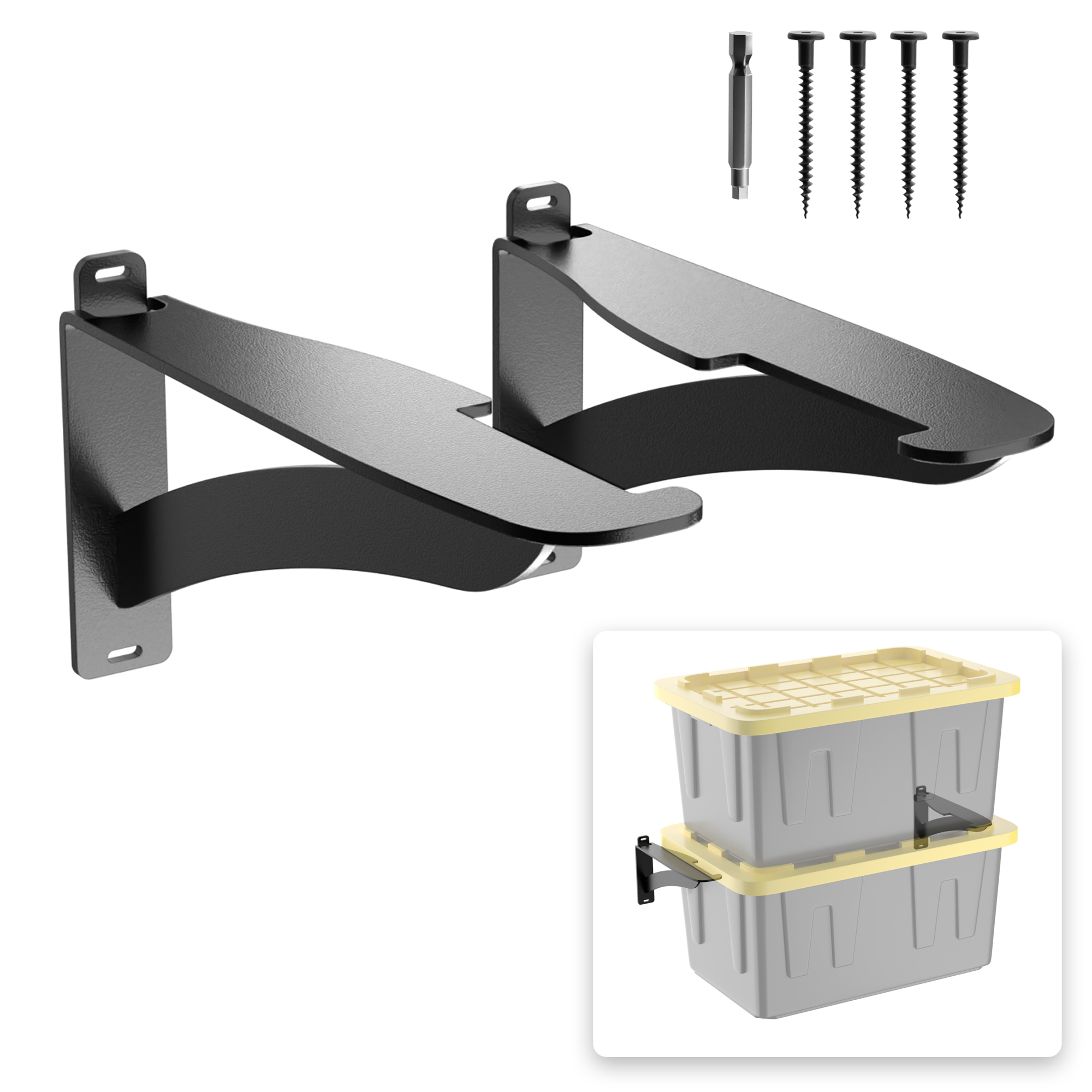 Koova, 2-Piece Wall Mount Bin Storage, Width 2.5 in, Height 7 in, Depth 13.5 in, Model# KV-WALLBIN-2