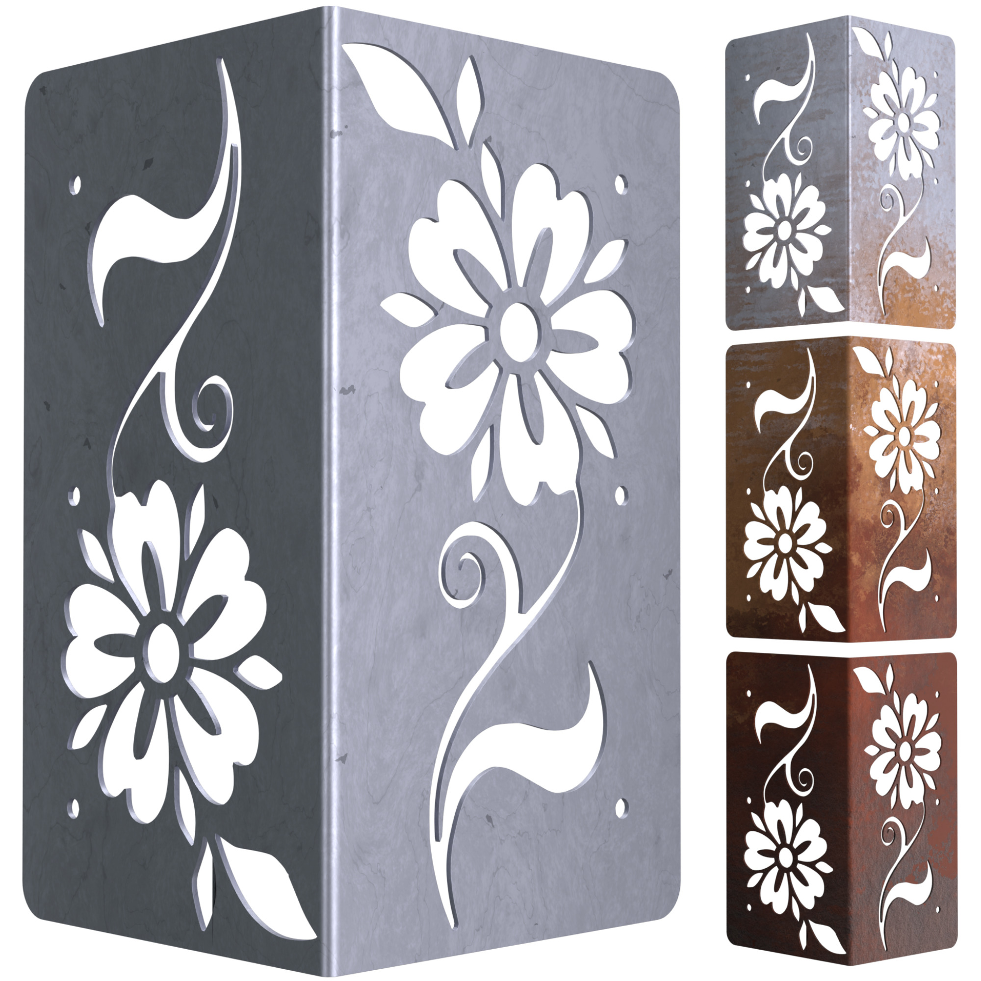 Koova, Corten Weathering Garden Bed Corners - Botanical, Model# SB-BOTANICAL