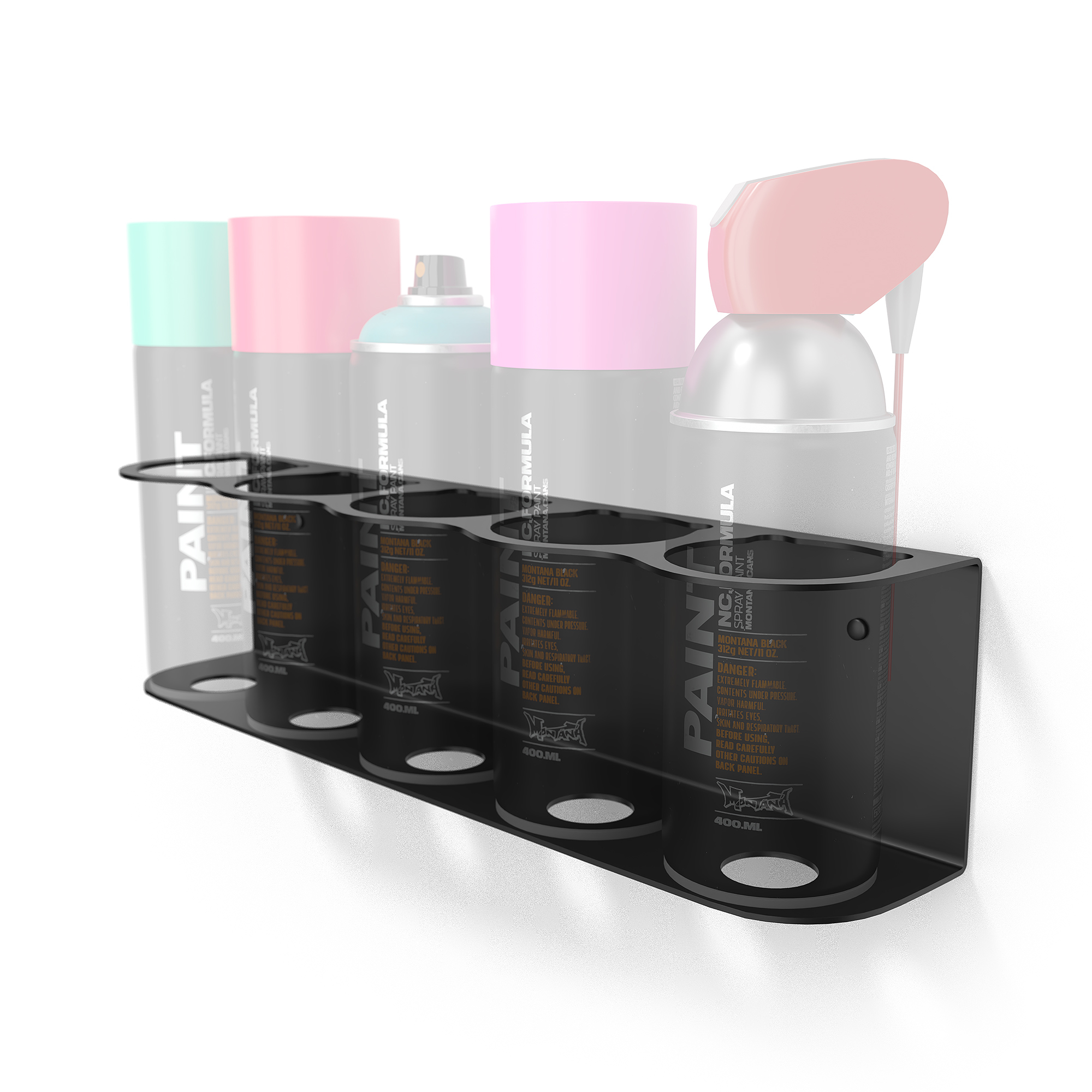 Koova, 5 Spray Can Holder - Wall Mounted, Width 4 in, Height 10 in, Depth 20 in, Model# KV-CAN-5