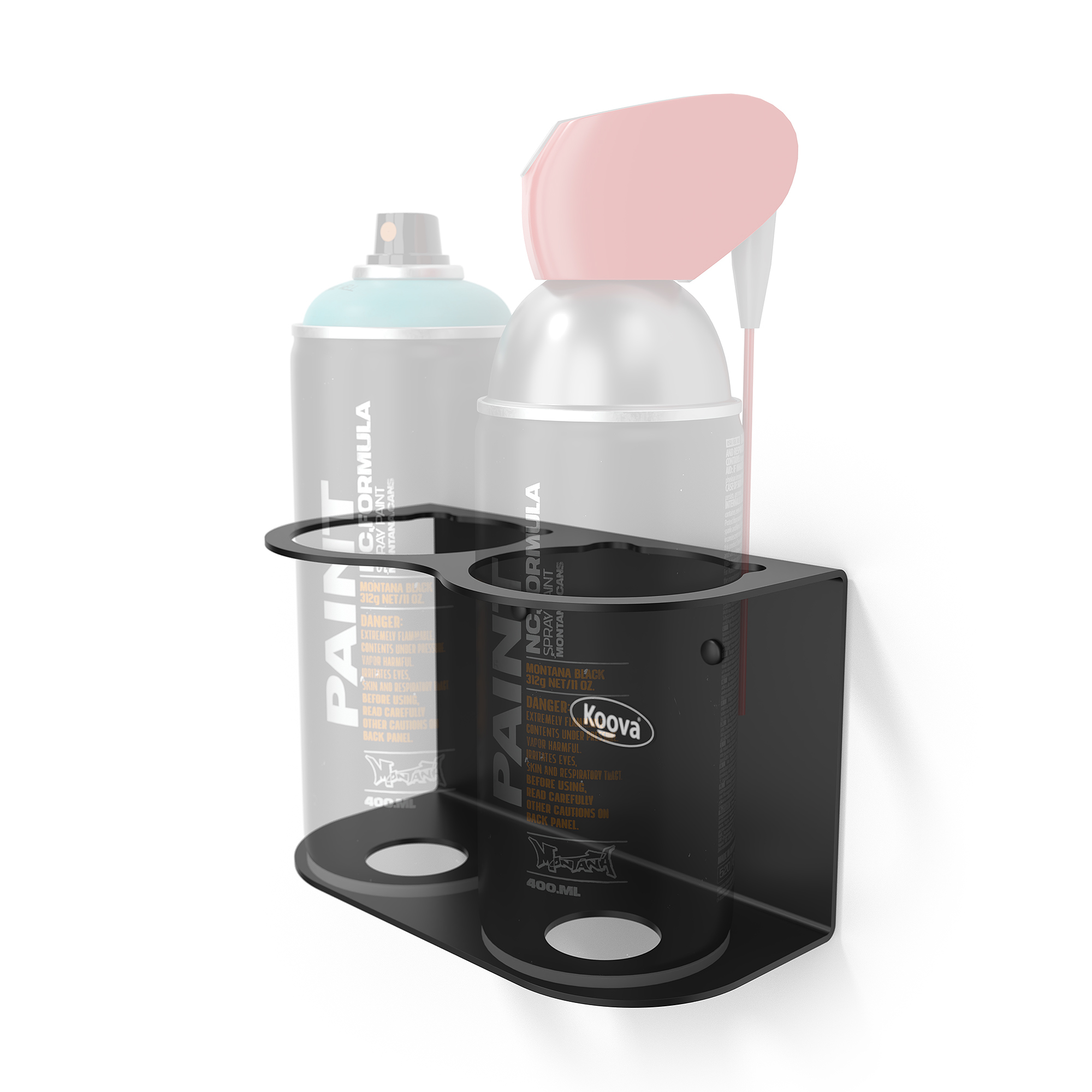 Koova, 2 Spray Can Holder - Wall Mounted, Width 5 in, Height 6 in, Depth 7 in, Model# KV-CAN-2