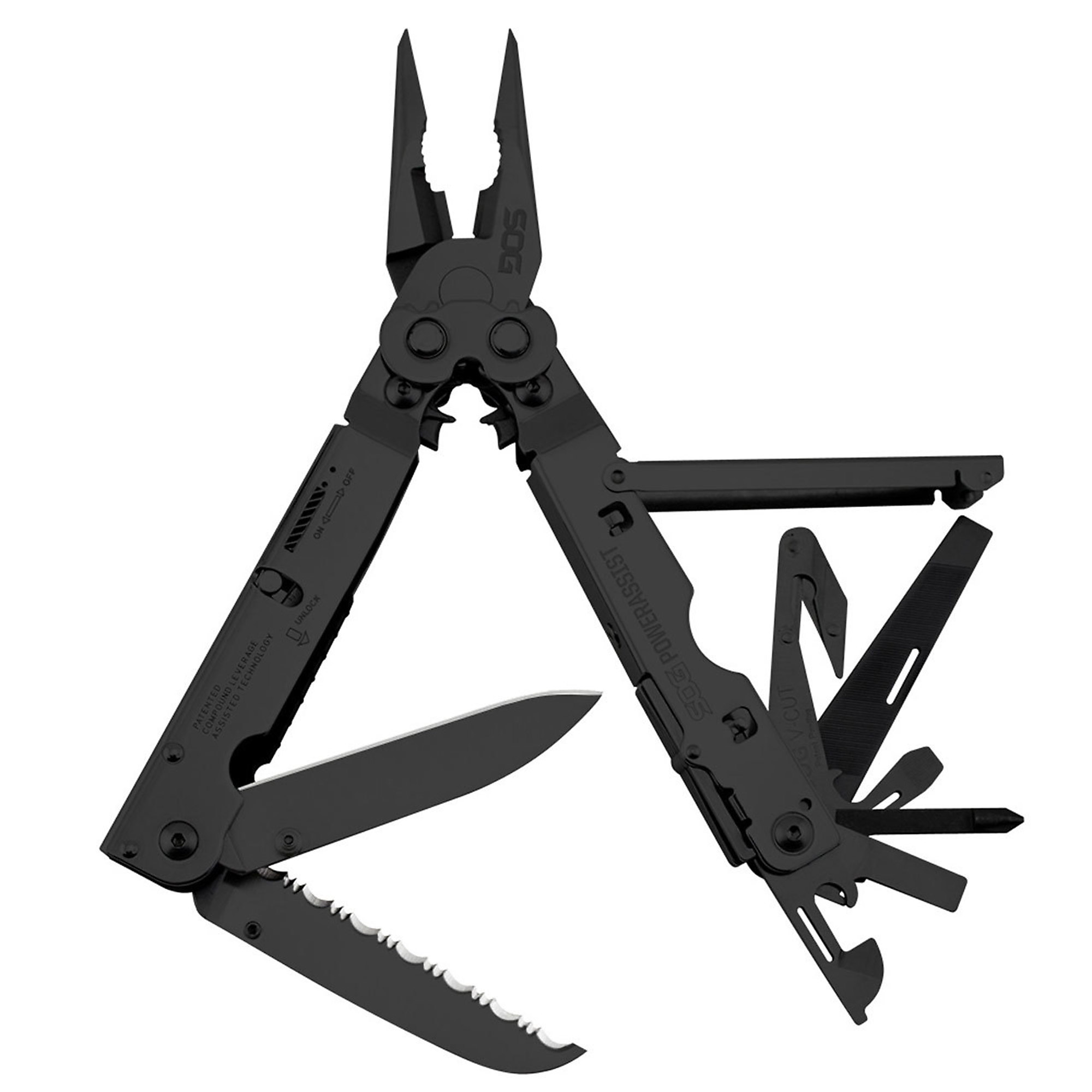 SOG PowerAssist Multi-Tool - 16 Tools, Stainless Steel, Black