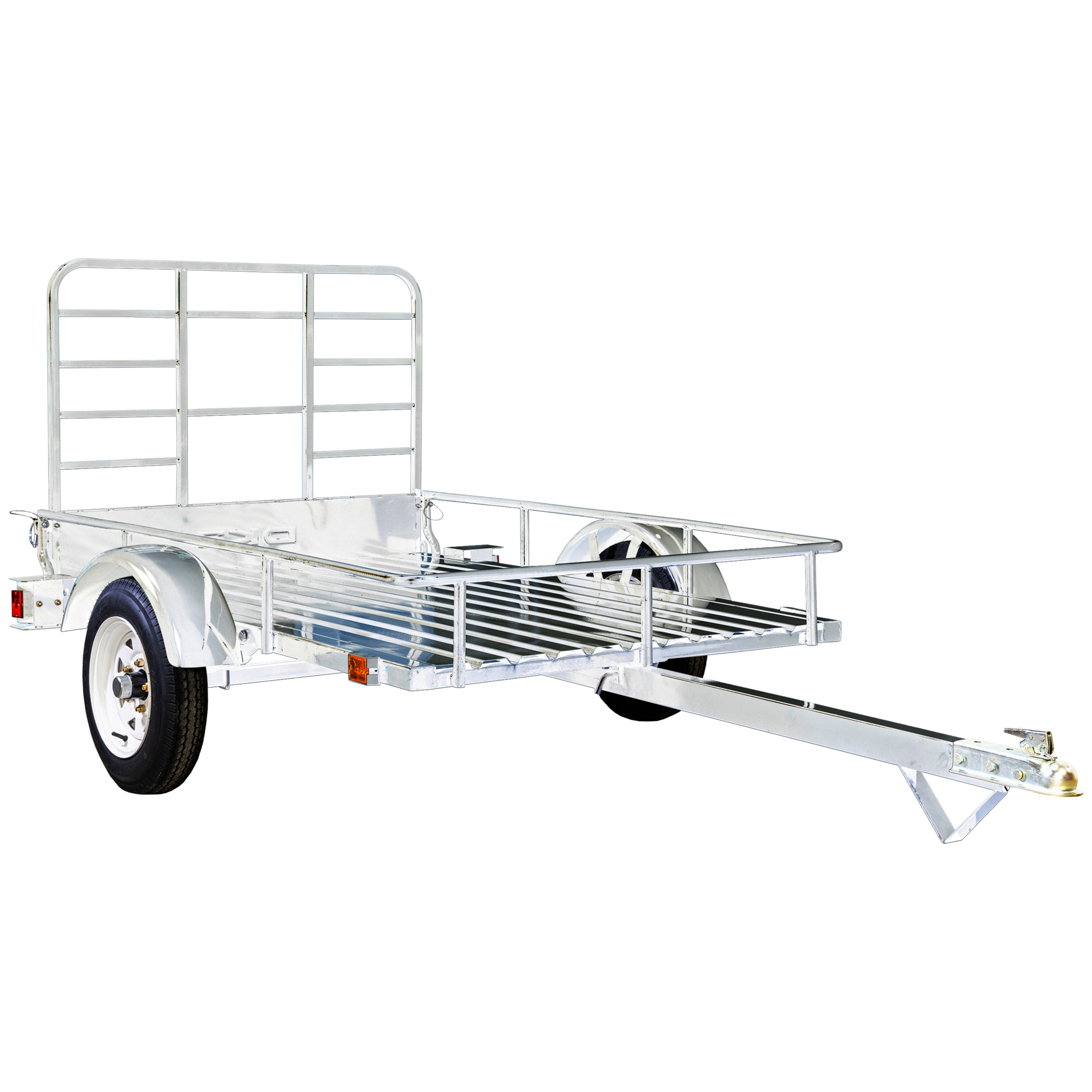 DK2 4 x 6 Single Axle Open Rail Galv Utility Trailer, Load Capacity 1295 lb, Deck Length 6 ft, Deck Width 4 ft, Model# MMT4X6OG