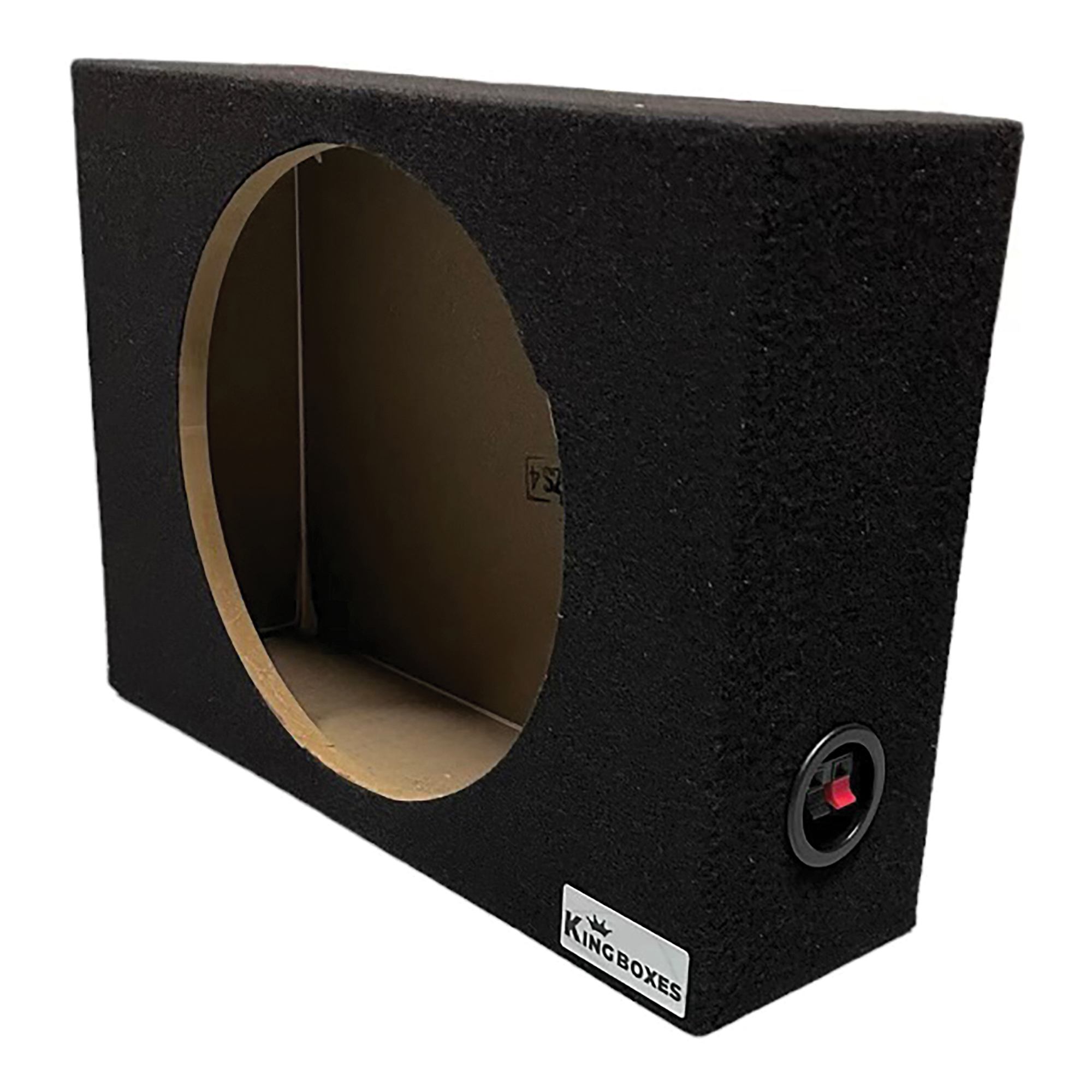 King Boxes, Single-Speaker Slim Carpeted Enclosure for Trucks, Model# ASHALLOWS12
