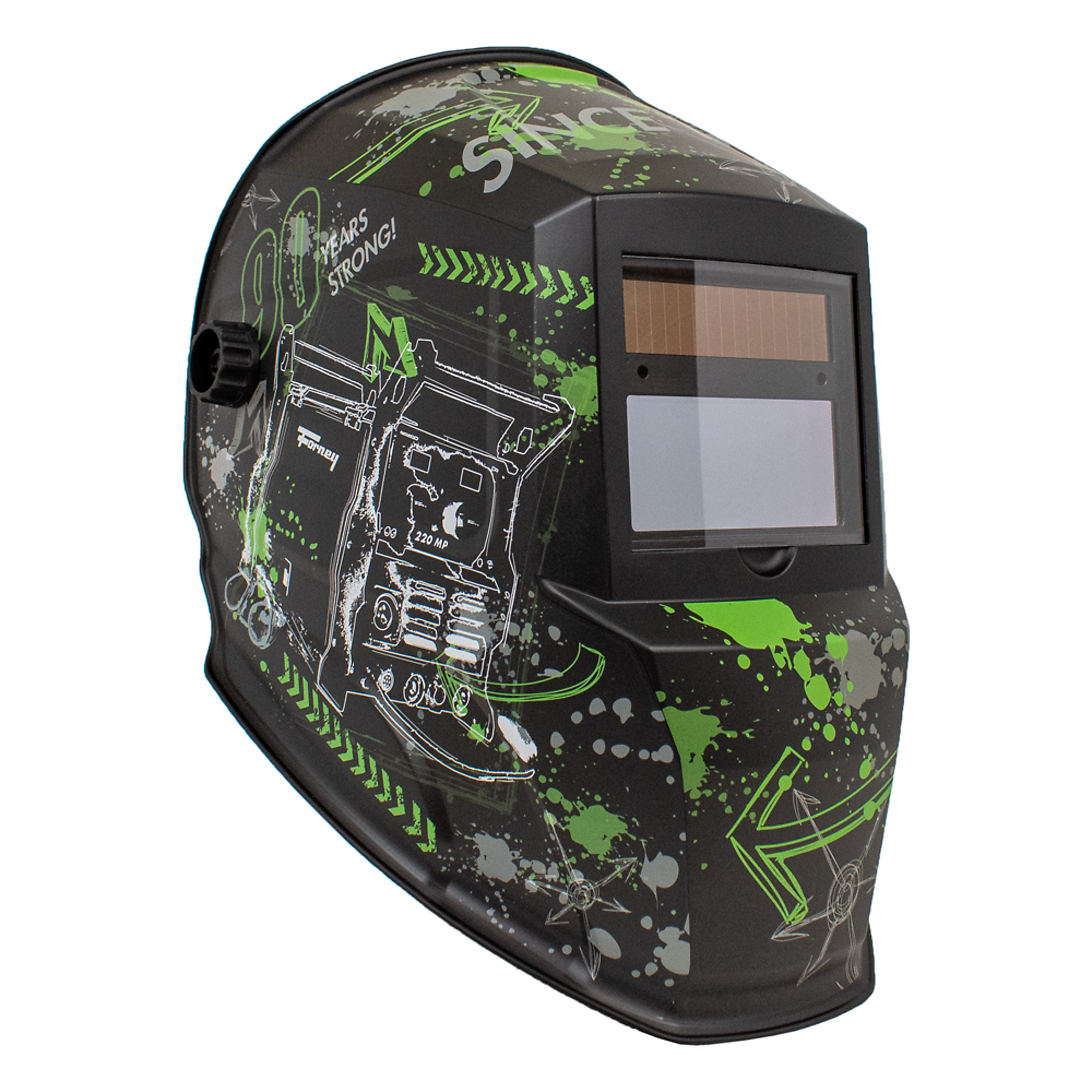 Forney, Auto-Darkening Welding Helmet, Auto Darkening, Switch Time 1/25000 sec., Grind Mode, Model# 55865