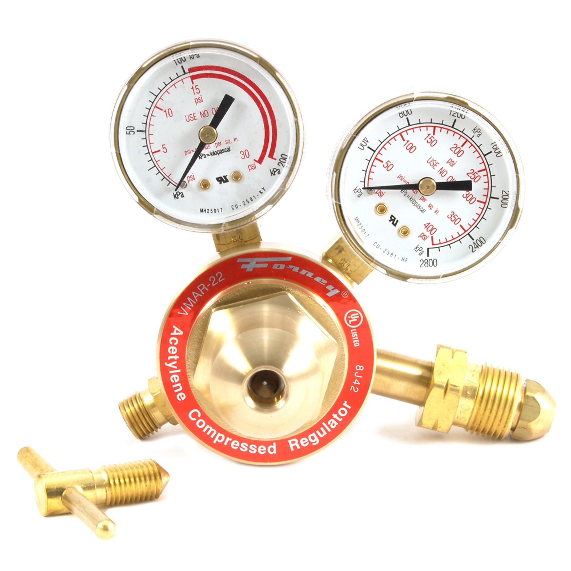 Forney, 250 Series Acetylene Regulator, 2in. Side Mount, Max. Inlet Pressure 400 PSIG, Model# 87091