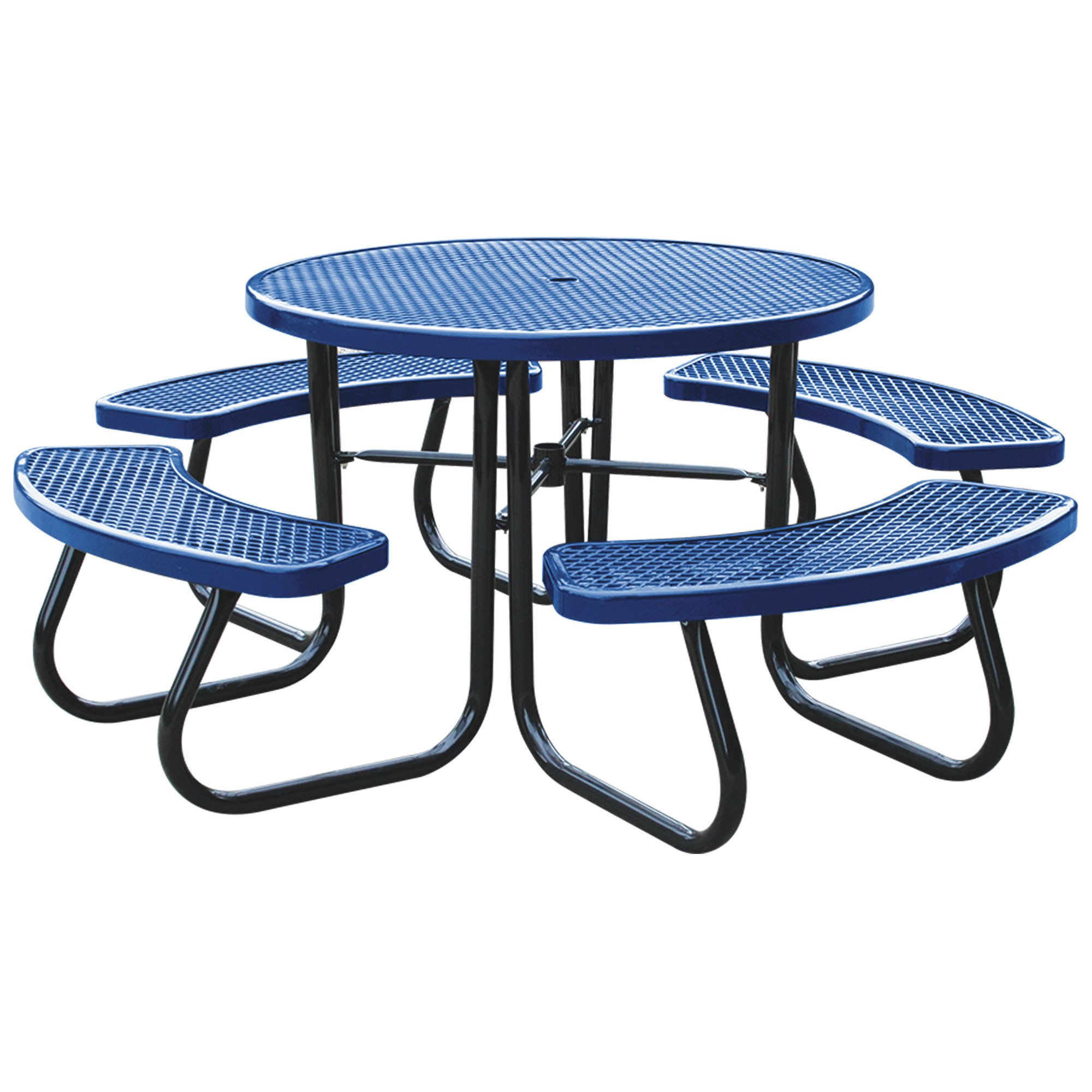 Paris 46in. Round Metal Picnic Table with Built-in Umbrella Support