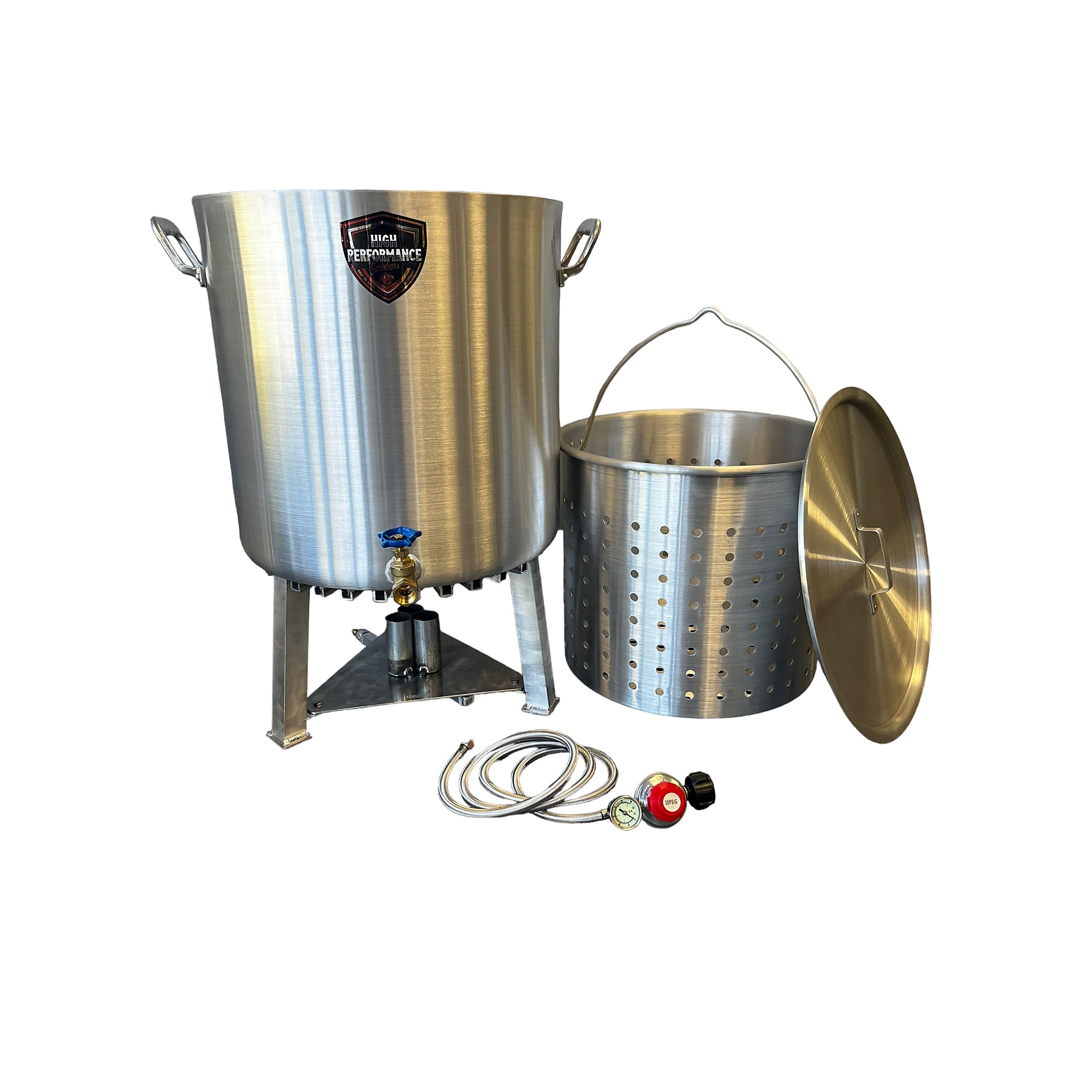 High Performance Cookers, 100 QT Powered Seafood Boiler, Material Aluminum, Model# PW100-BTJ-VLV075